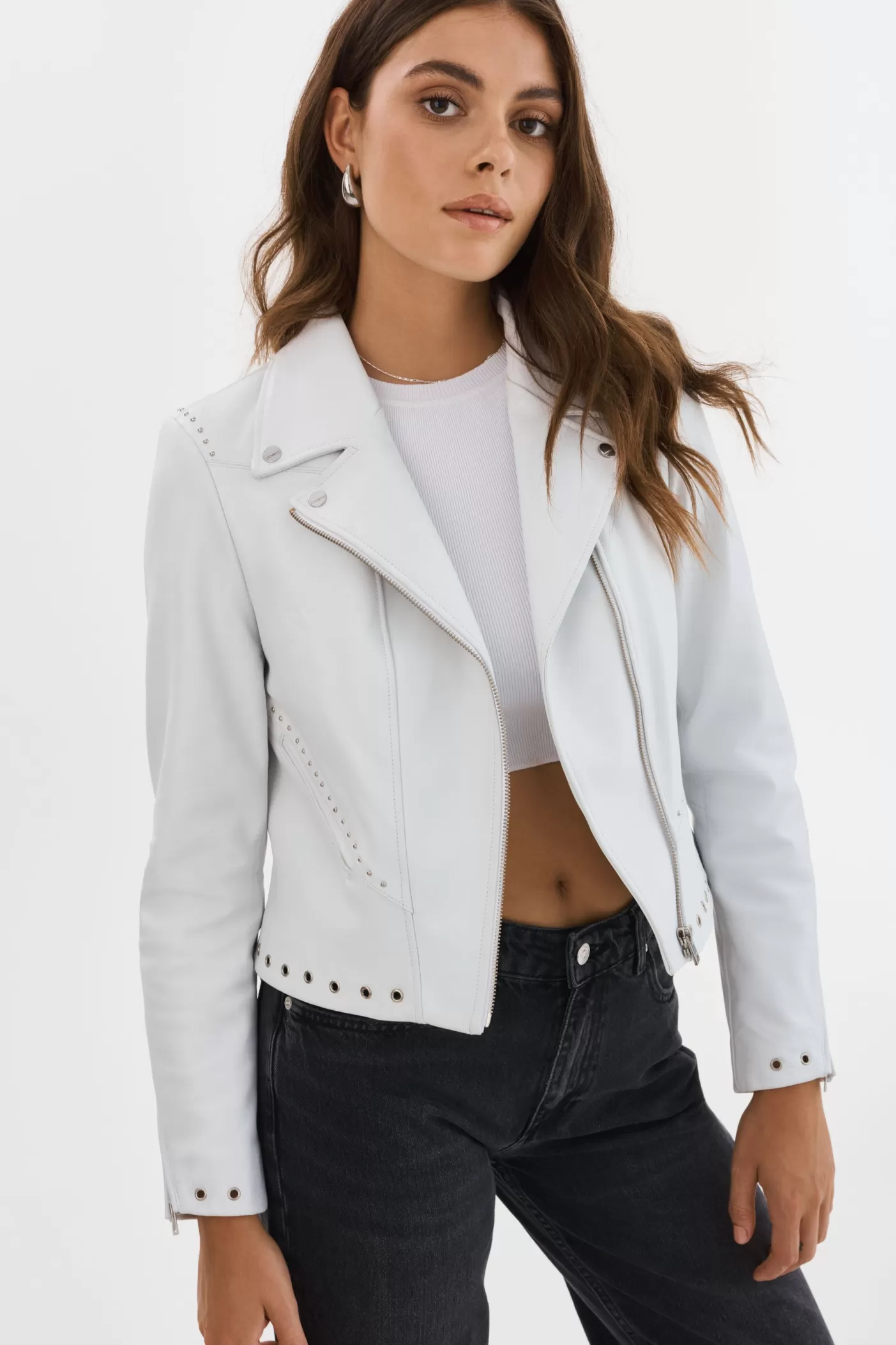 LAMARQUE IDETTA | Veste De Motard En Cuir Blanc Online