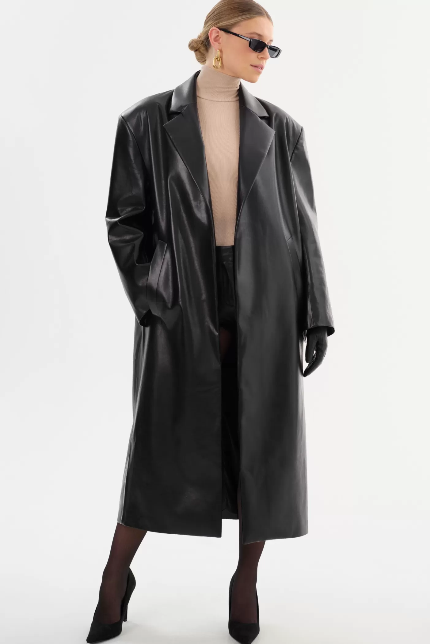 LAMARQUE JANELLE | Manteau En Cuir Recyclé Noir Cheap