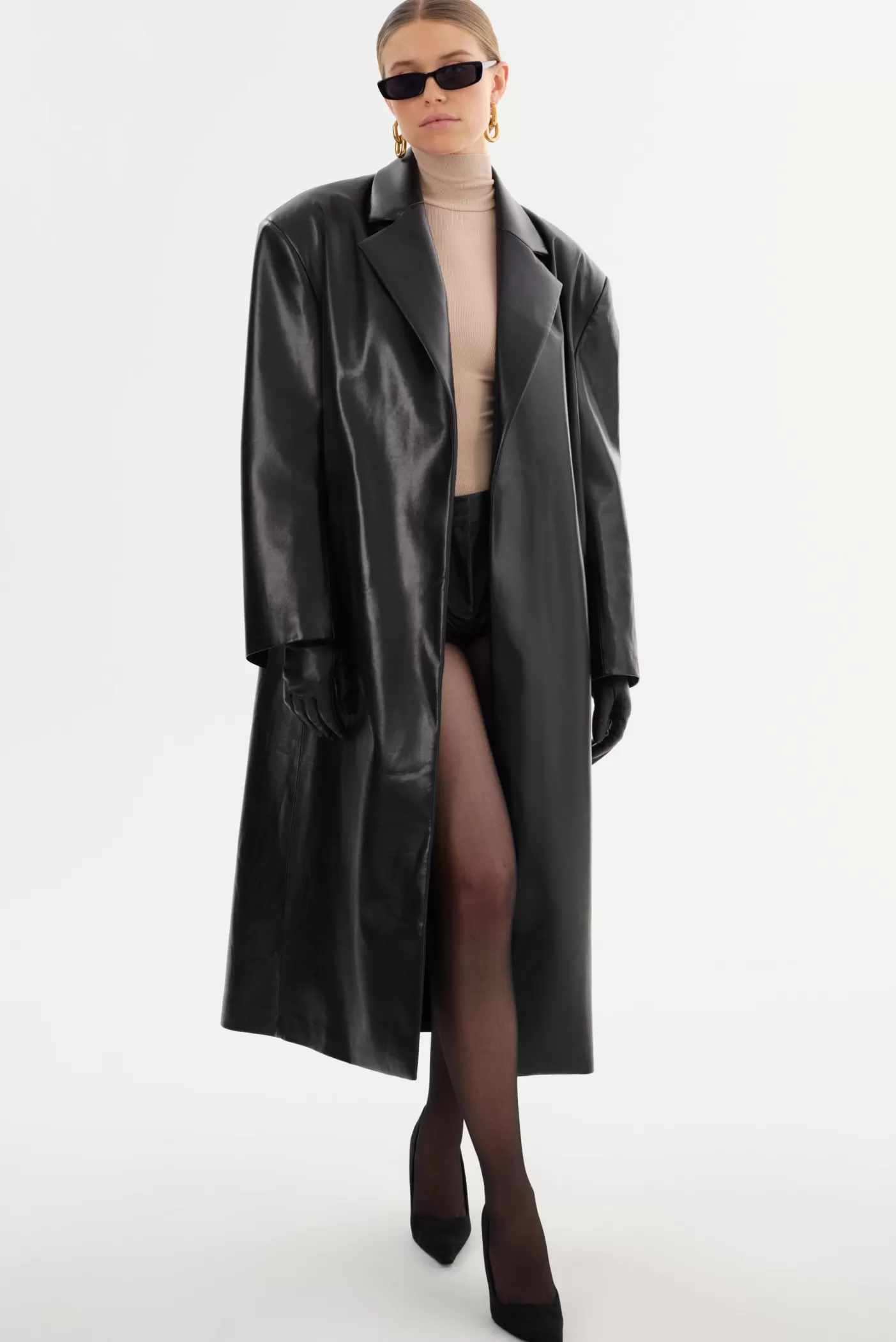 LAMARQUE JANELLE | Manteau En Cuir Recyclé Noir Cheap