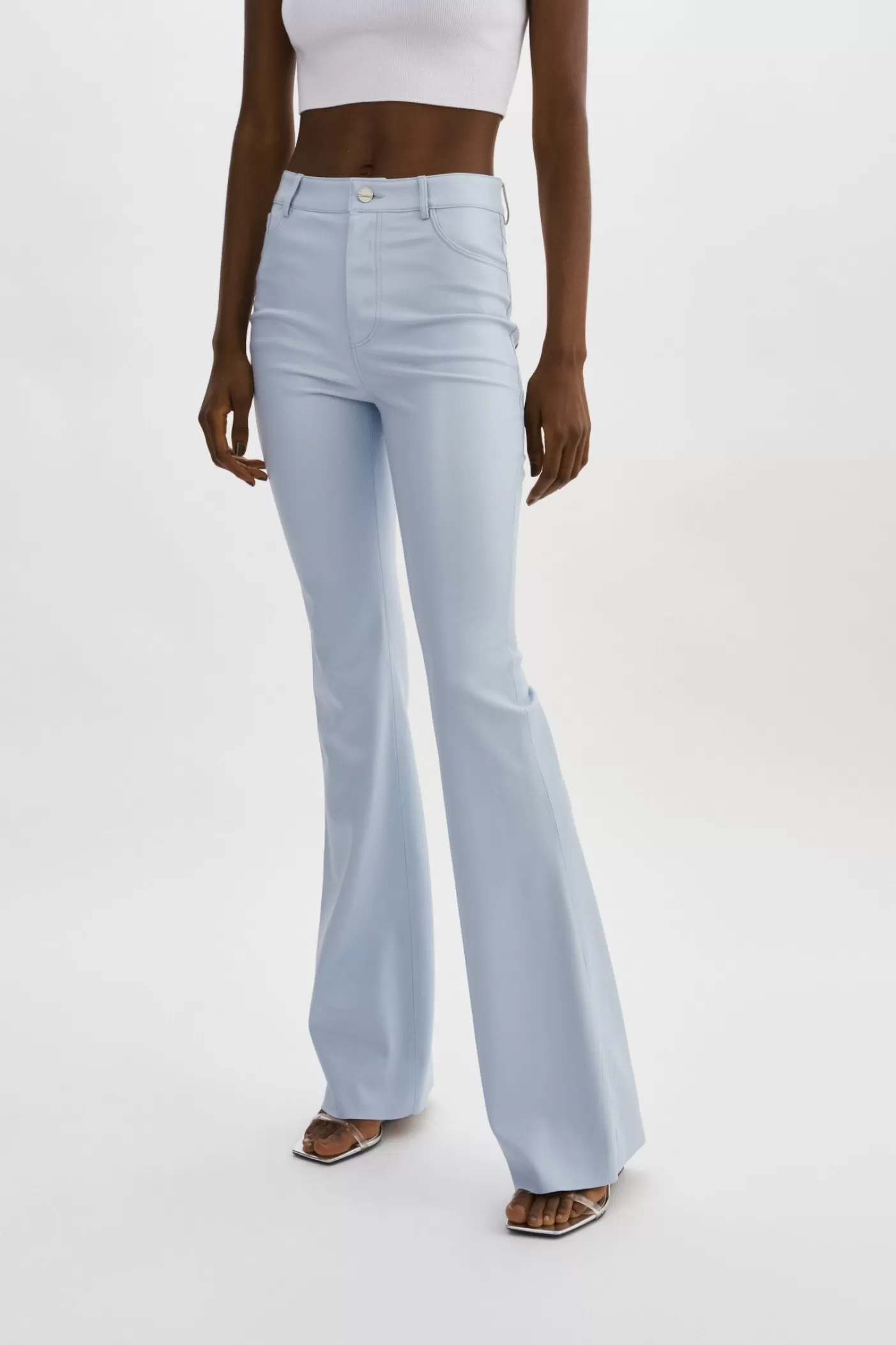 LAMARQUE KAIDA | Pantalon évasé En Simili Cuir Bleu bébé Hot