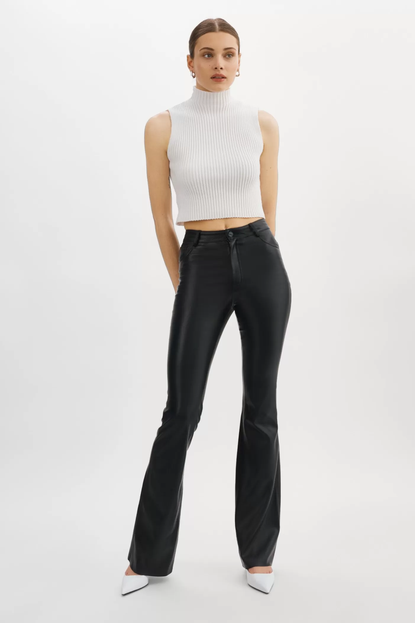 LAMARQUE KAIDA | Pantalon évasé En Simili Cuir Noir Shop