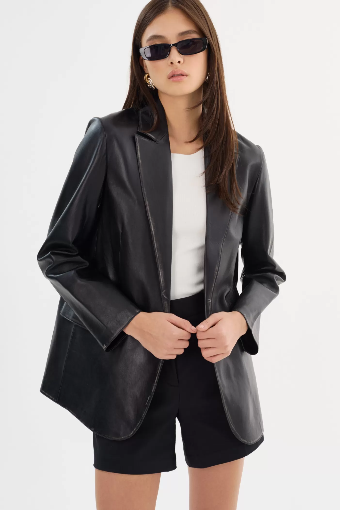 LAMARQUE KARRIN | Blazer En Cuir Vieilli Noir vieilli Flash Sale