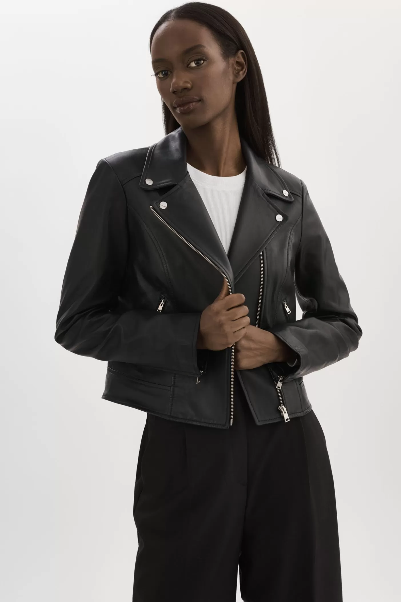 LAMARQUE KELSEY | Veste De Motard En Cuir Noir Best Sale