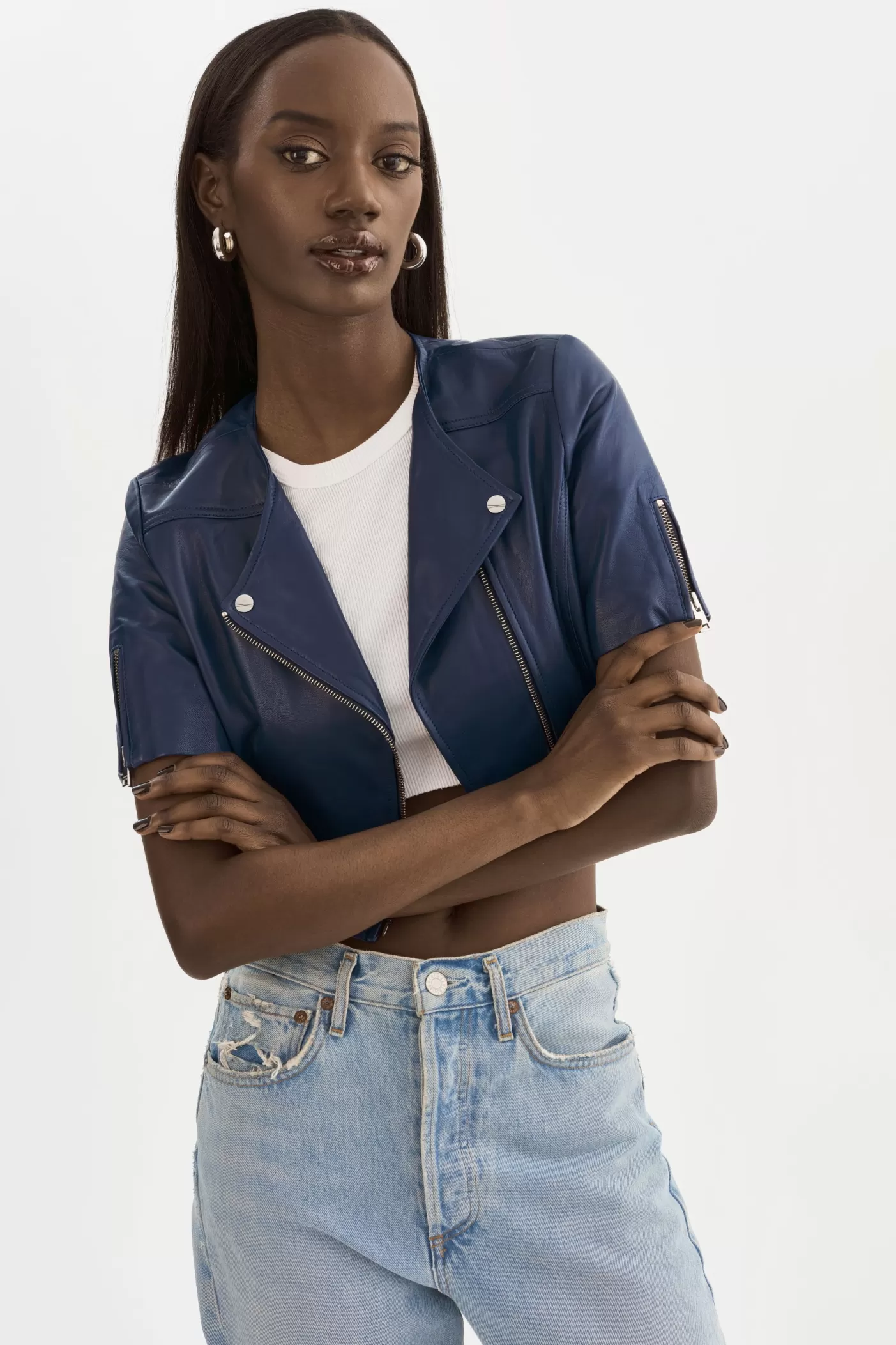 LAMARQUE KIRSI | Blouson Biker Bleu Égée Cheap