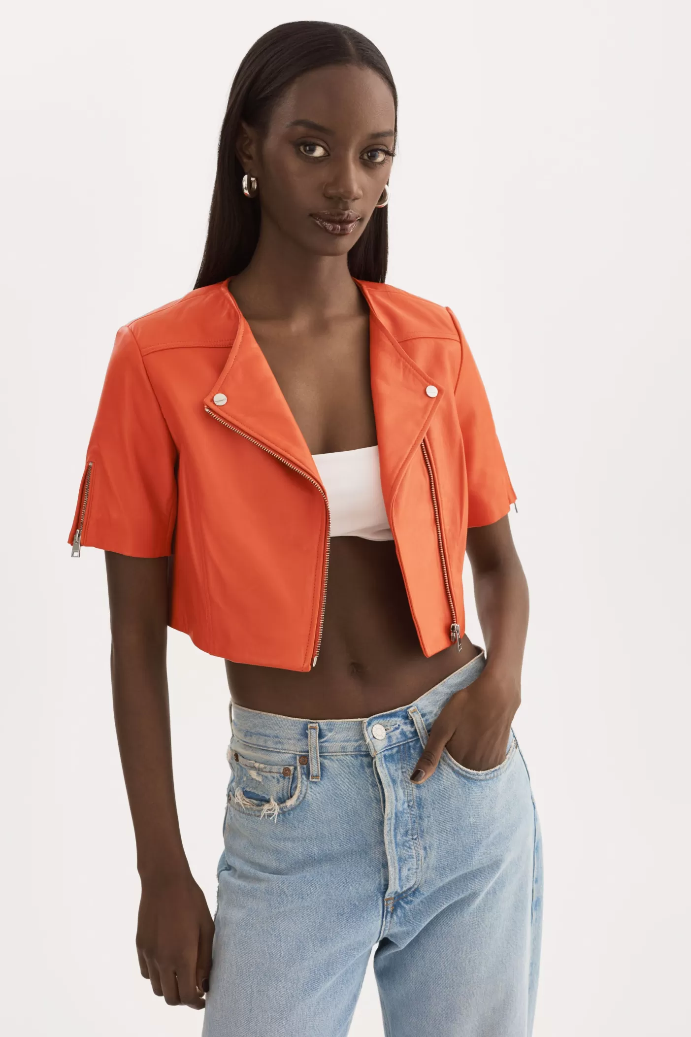 LAMARQUE KIRSI | Blouson Biker Orange épicée Online