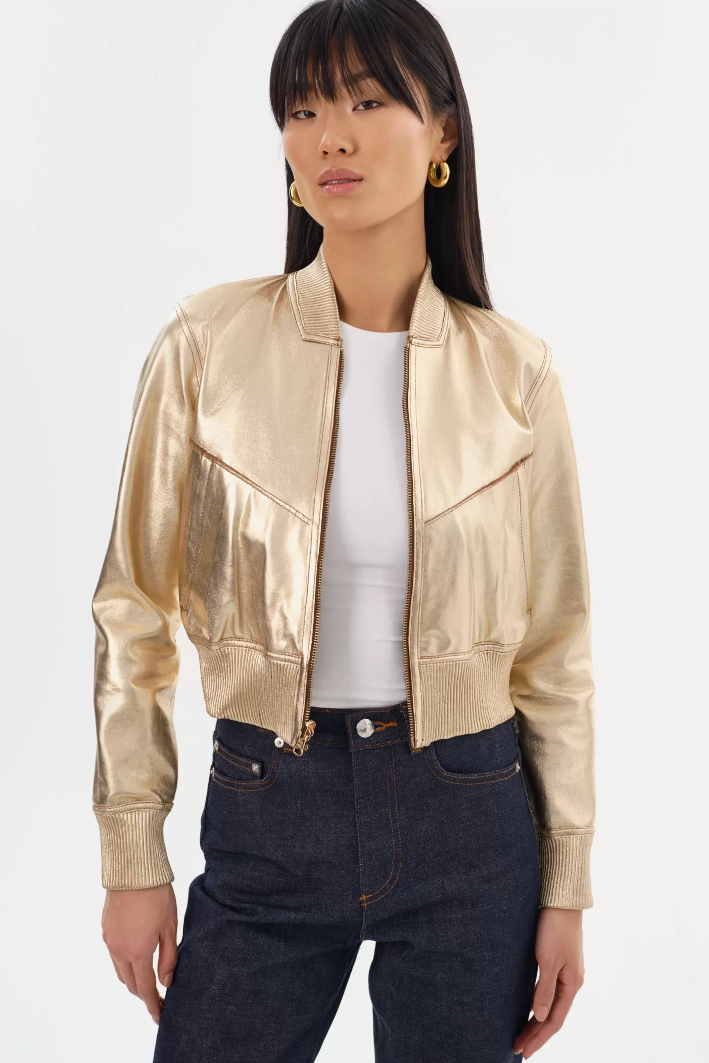 LAMARQUE KORDELLA | Reversible Leather Bomber Jacket Luggage/Gold Cheap