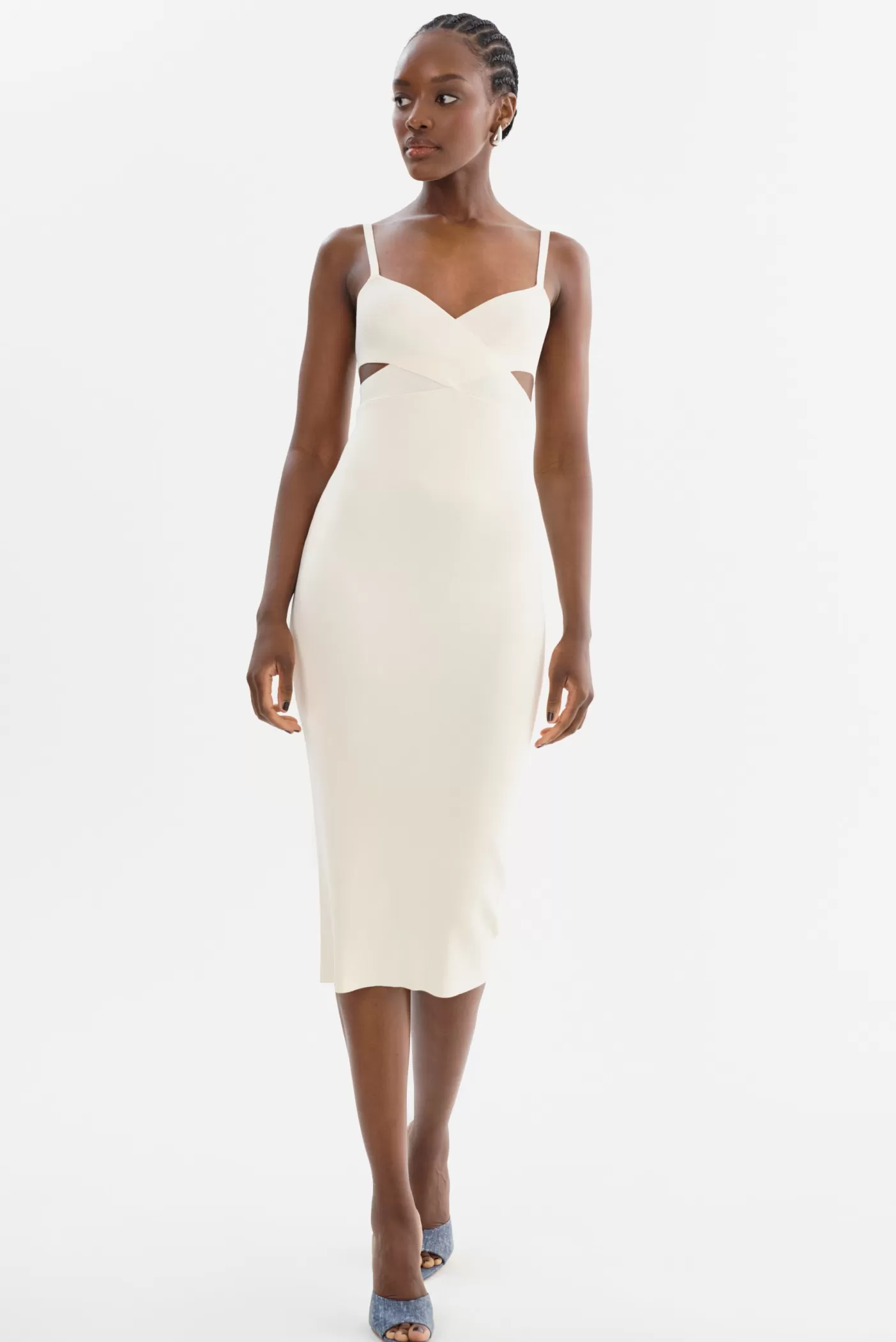 LAMARQUE LIDIA | Robe Midi En Tricot Blanc Cassé Cheap