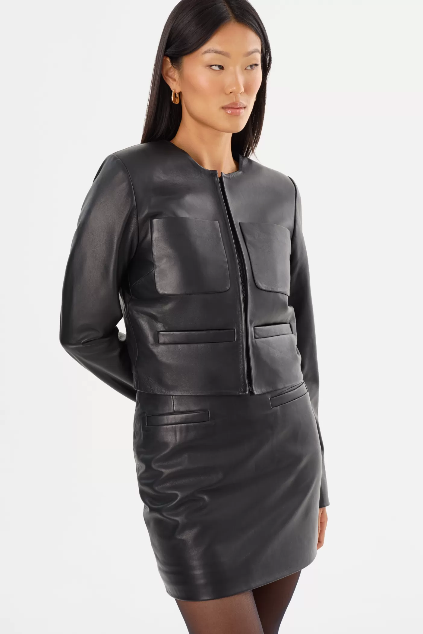 LAMARQUE LINETTE | Veste En Cuir Noir Cheap