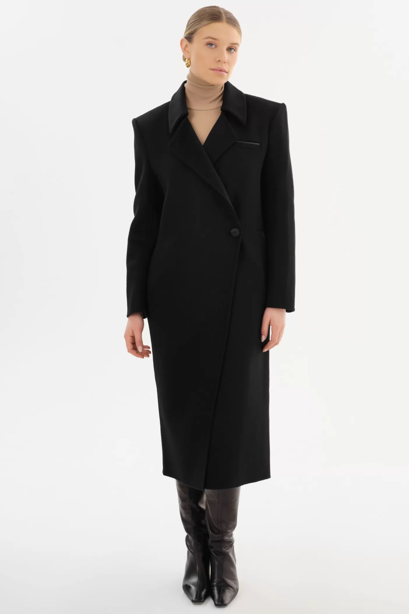 LAMARQUE LORELEI | Manteau En Laine Double Face Noir Best Sale