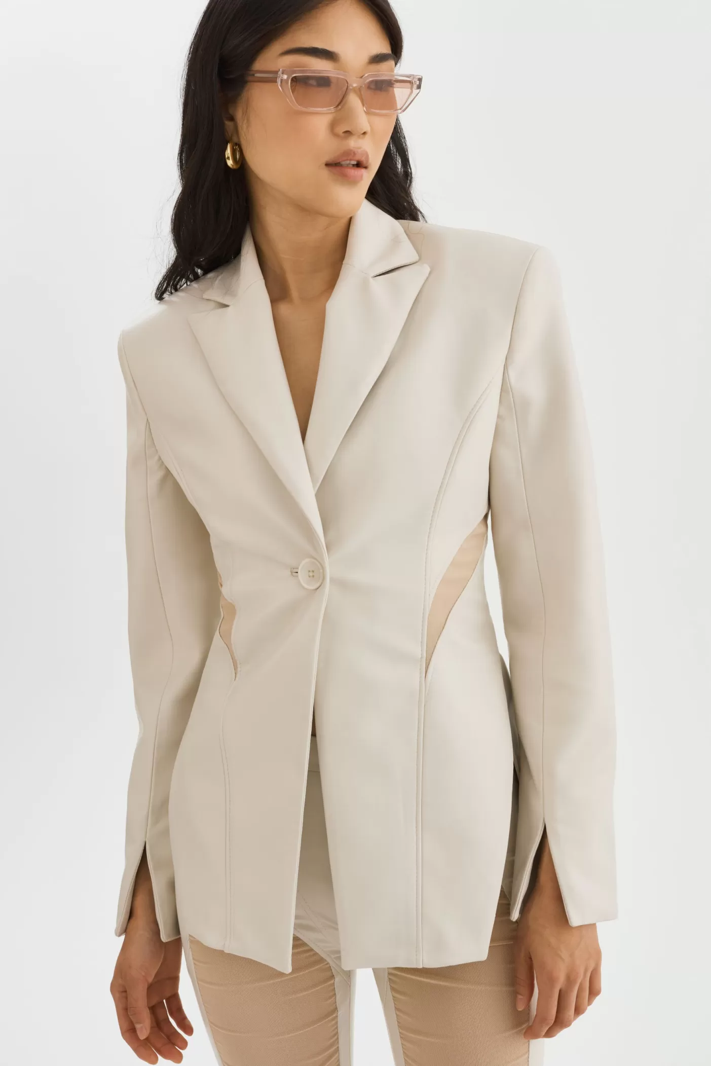 LAMARQUE LYUBAVA | Blazer Croisé En Faux Cuir Os Hot