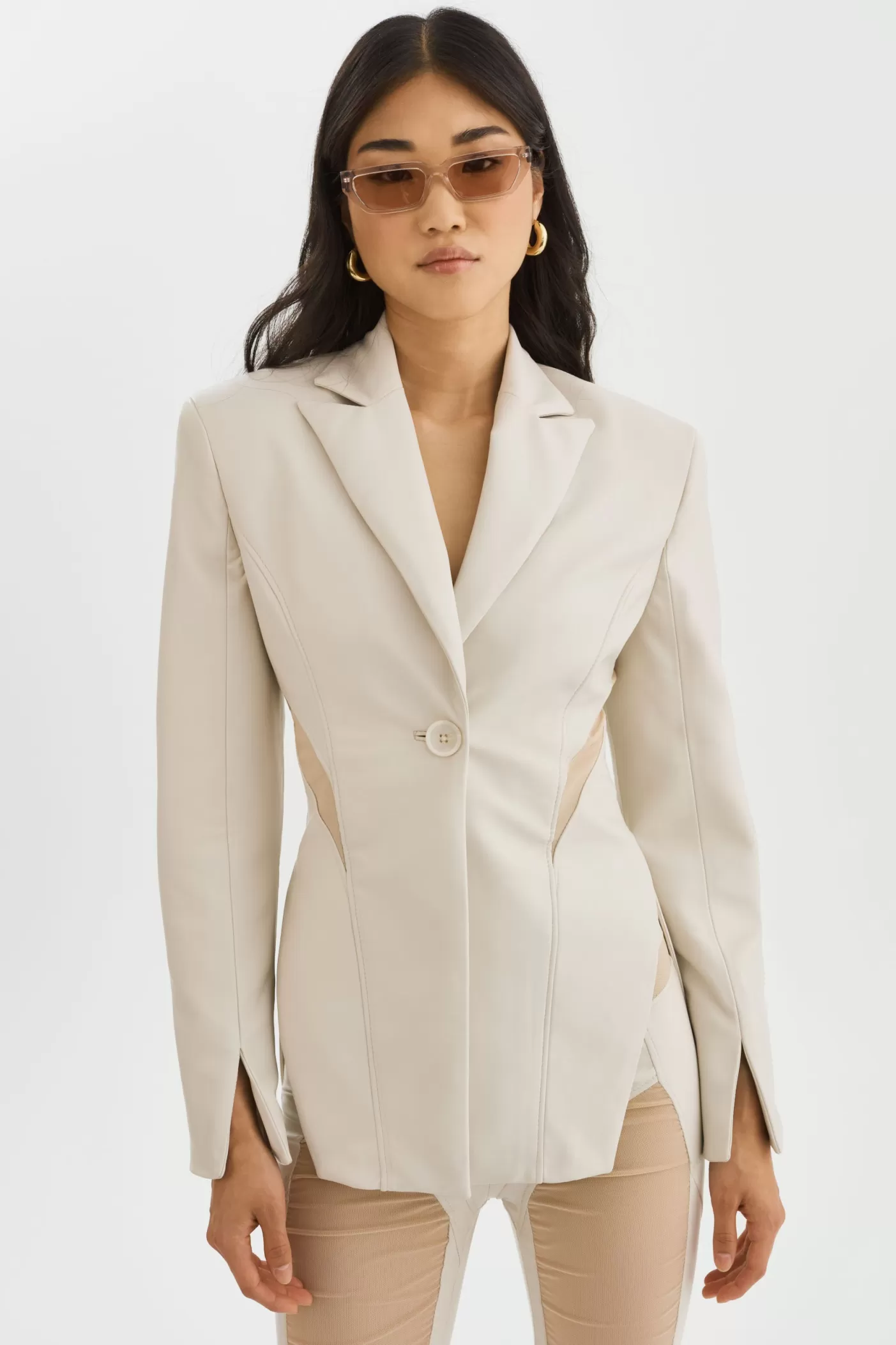 LAMARQUE LYUBAVA | Blazer Croisé En Faux Cuir Os Hot