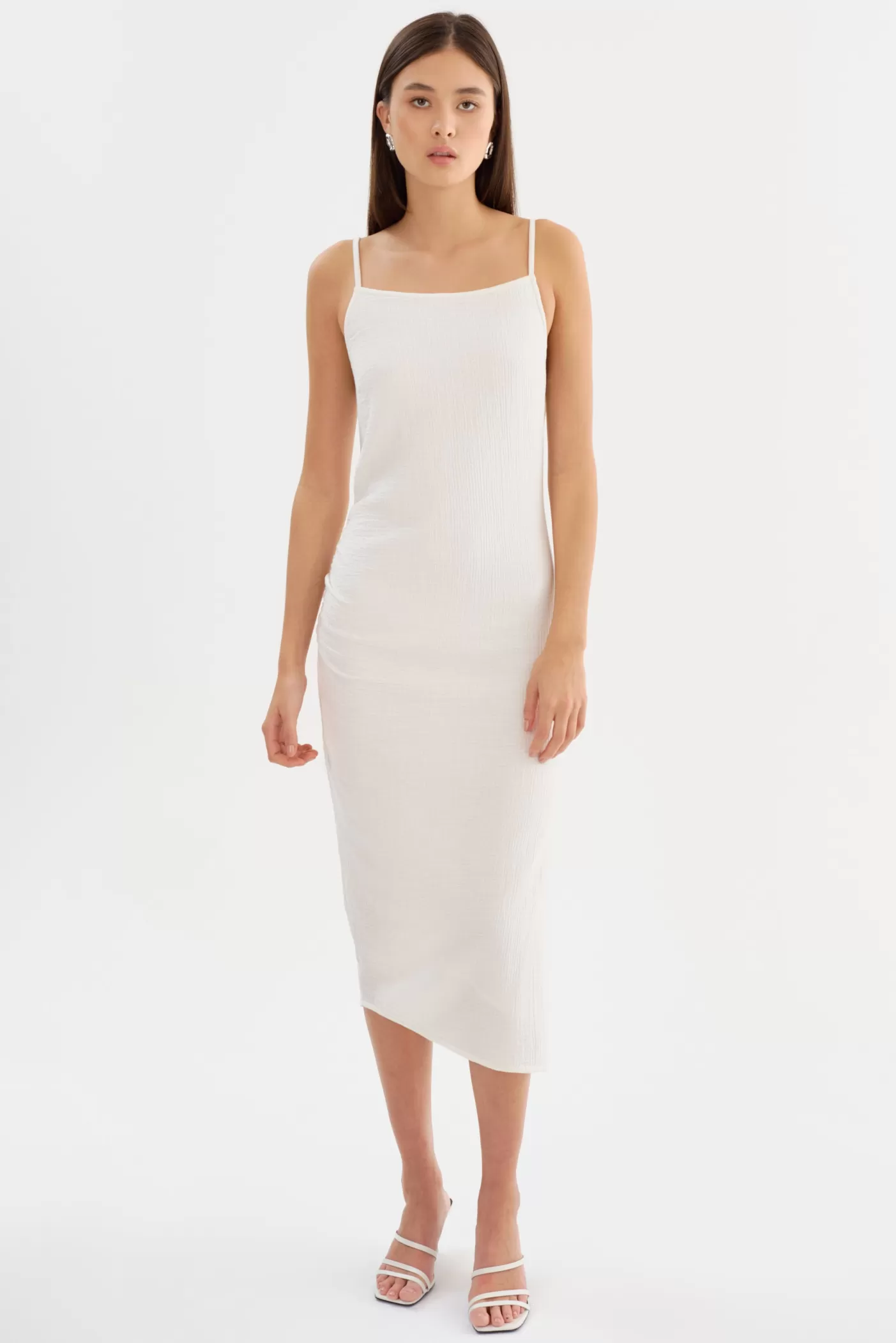 LAMARQUE MACARIA | Robe Midi En Coton Blanc cassé Cheap