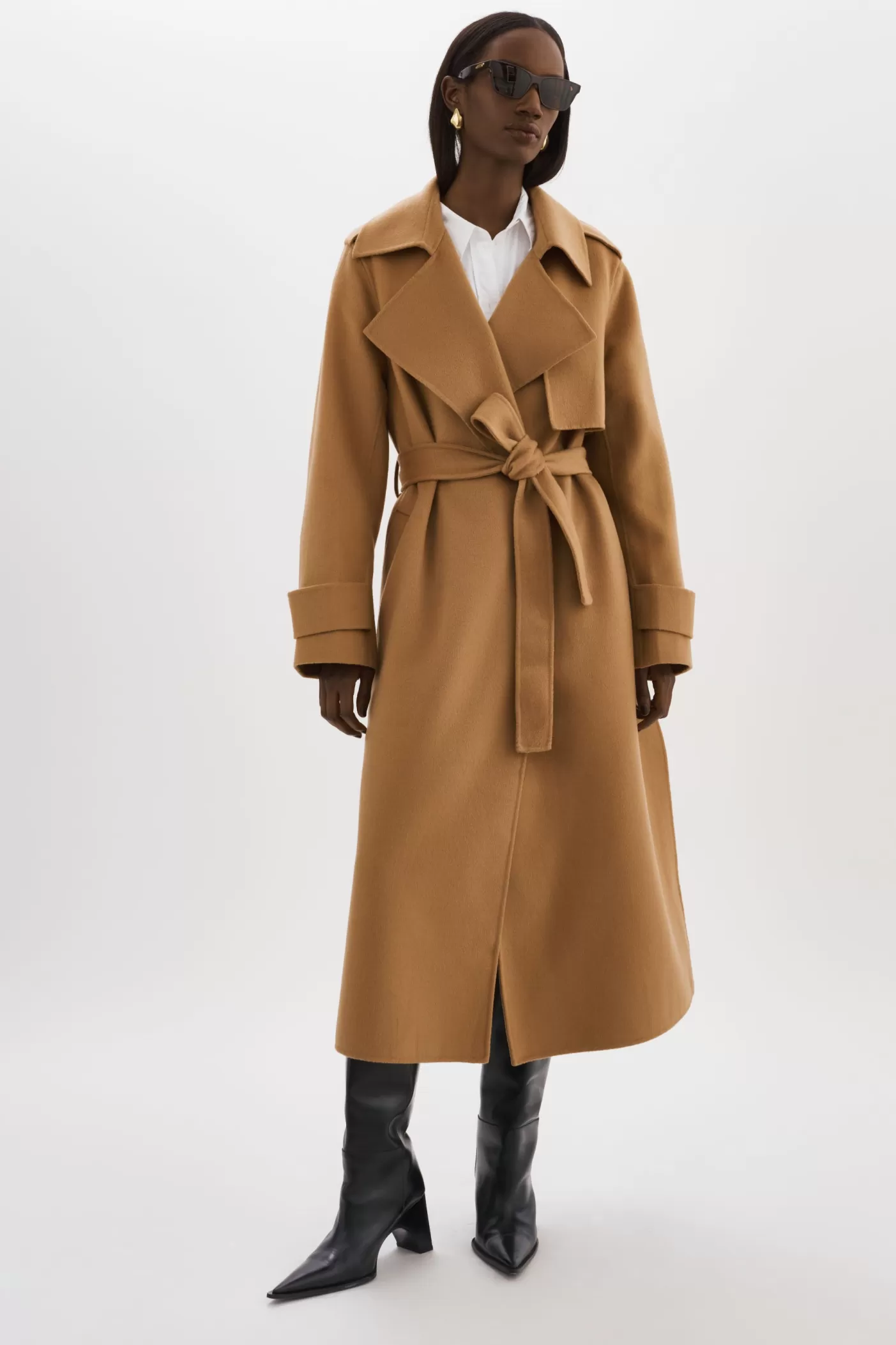 LAMARQUE MARGARET | Trench-coat En Laine CHAMEAU Cheap