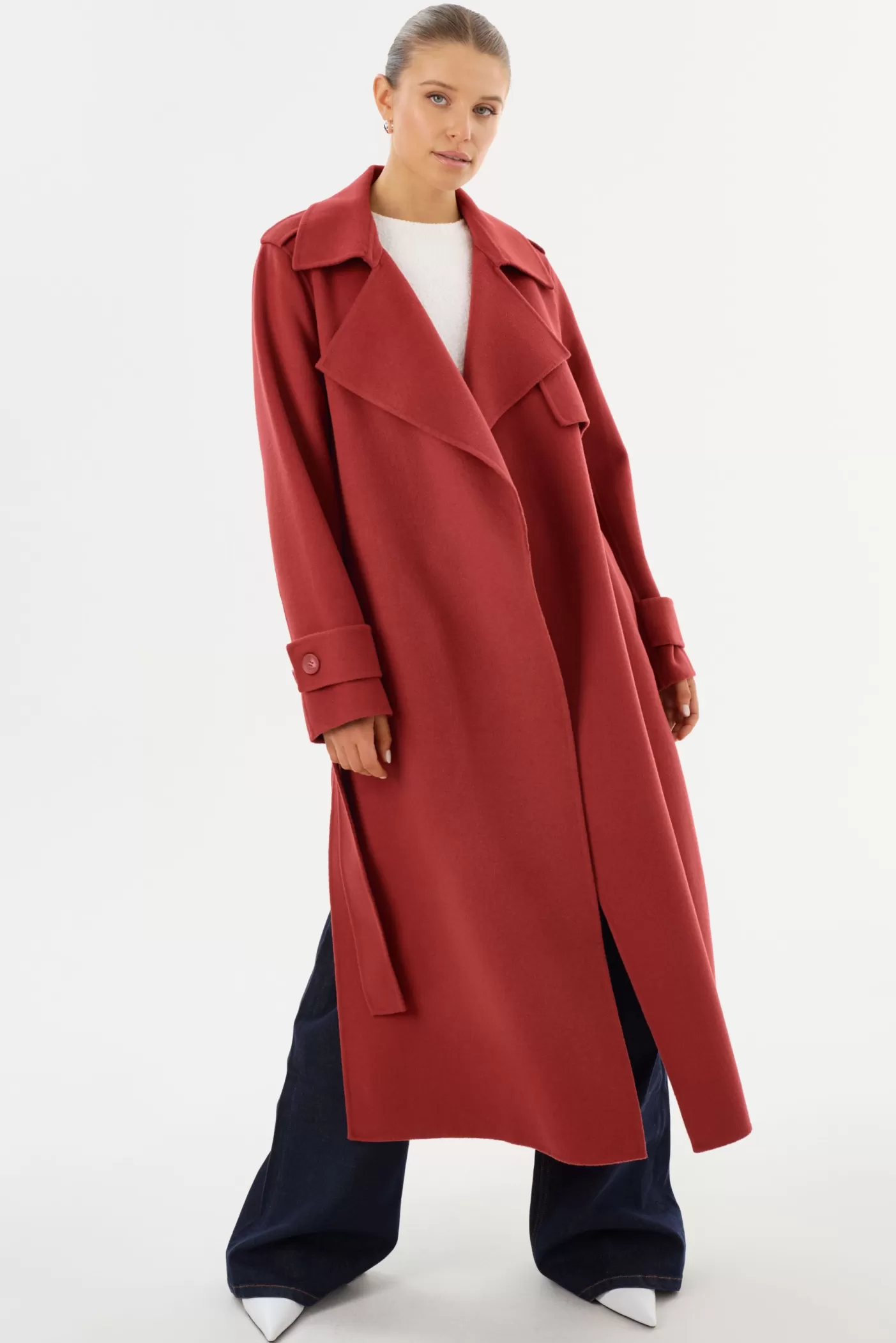 LAMARQUE MARGARET | Trench-coat En Laine Bois de rose Outlet