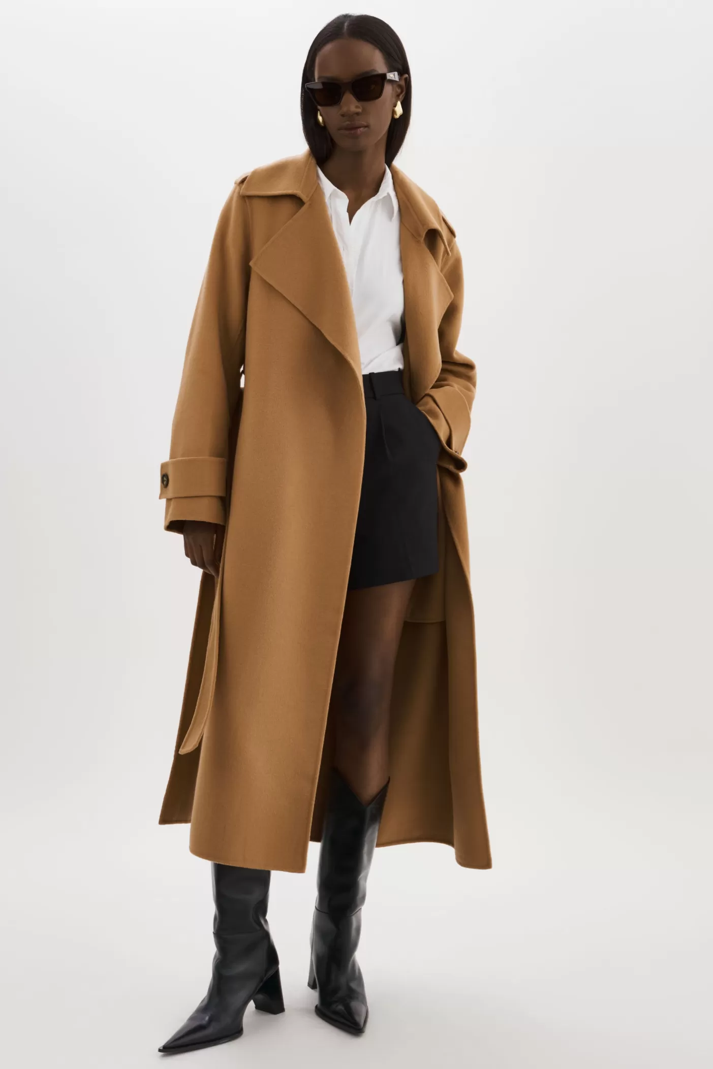 LAMARQUE MARGARET | Trench-coat En Laine CHAMEAU Cheap