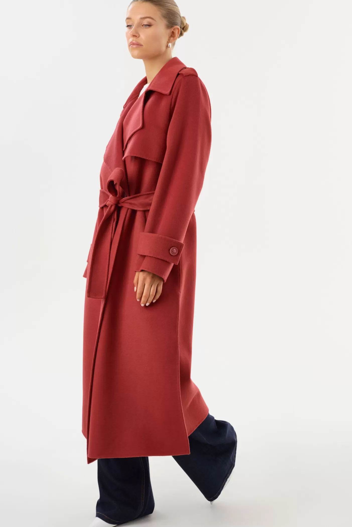 LAMARQUE MARGARET | Trench-coat En Laine Bois de rose Outlet