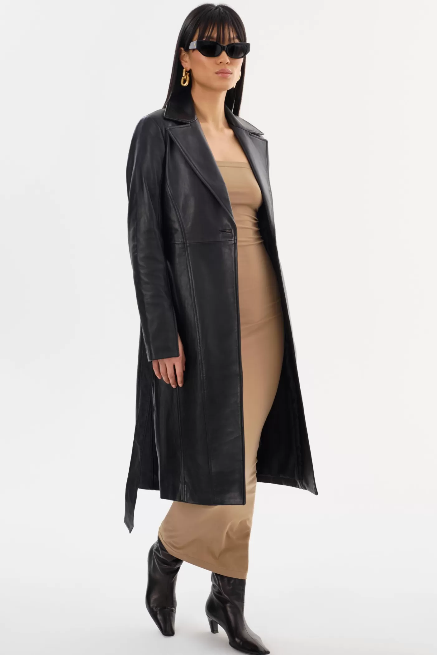 LAMARQUE MIRANDA | Leather Trench Coat Noir Clearance