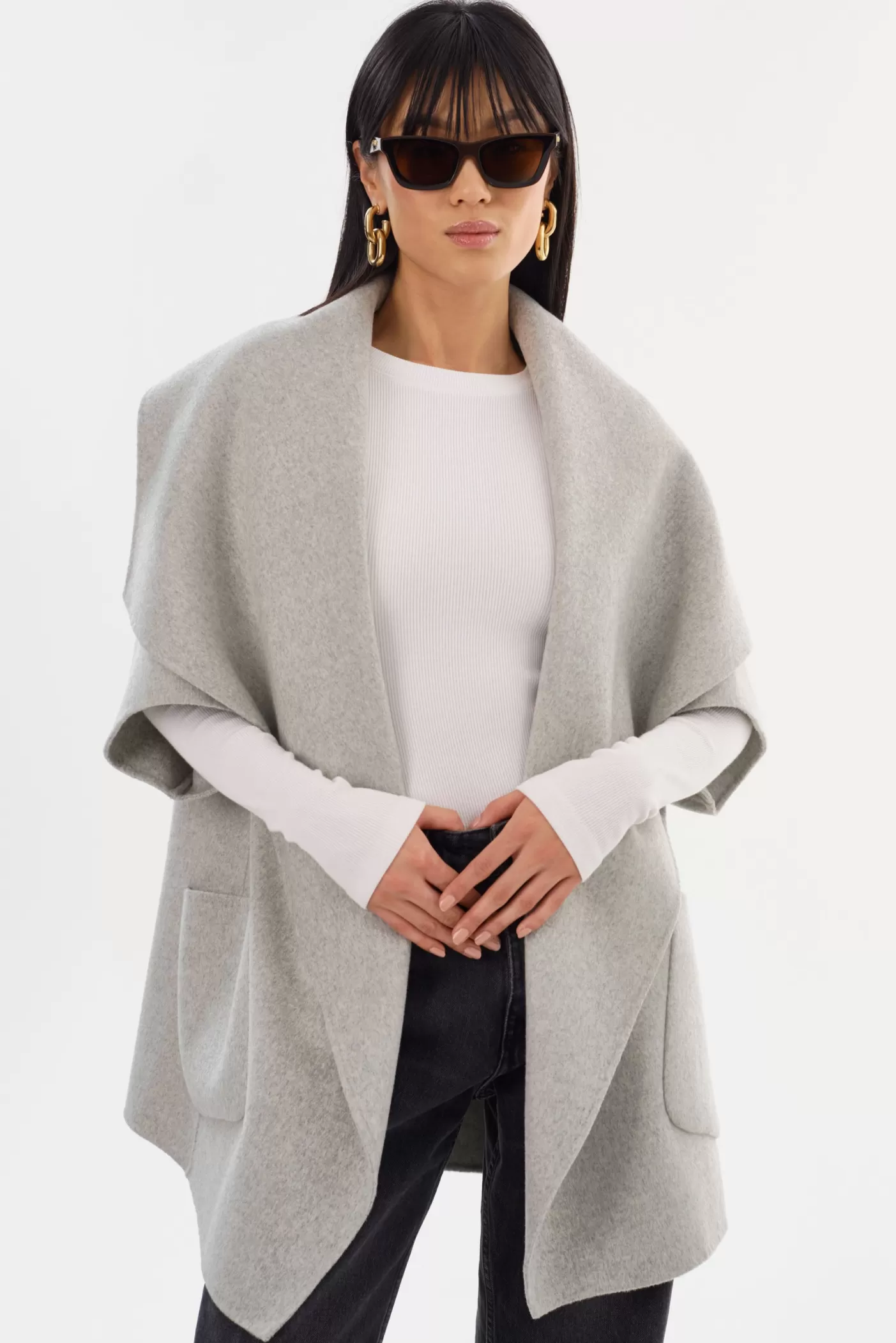 LAMARQUE PENELOPE | Manteau En Laine Double Face Gris Clair Flash Sale