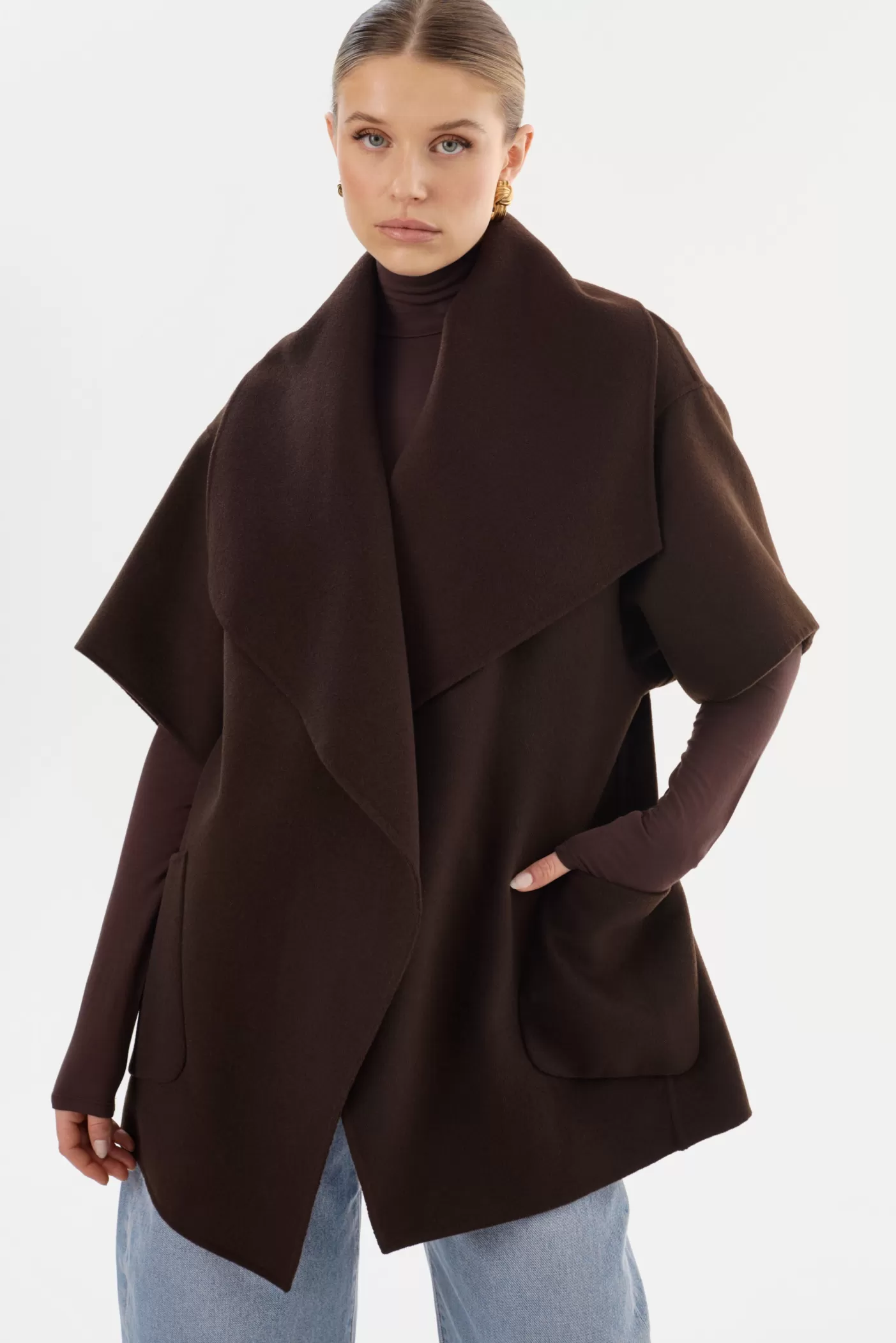 LAMARQUE PENELOPE | Manteau En Laine Double Face Marron Foncé Hot