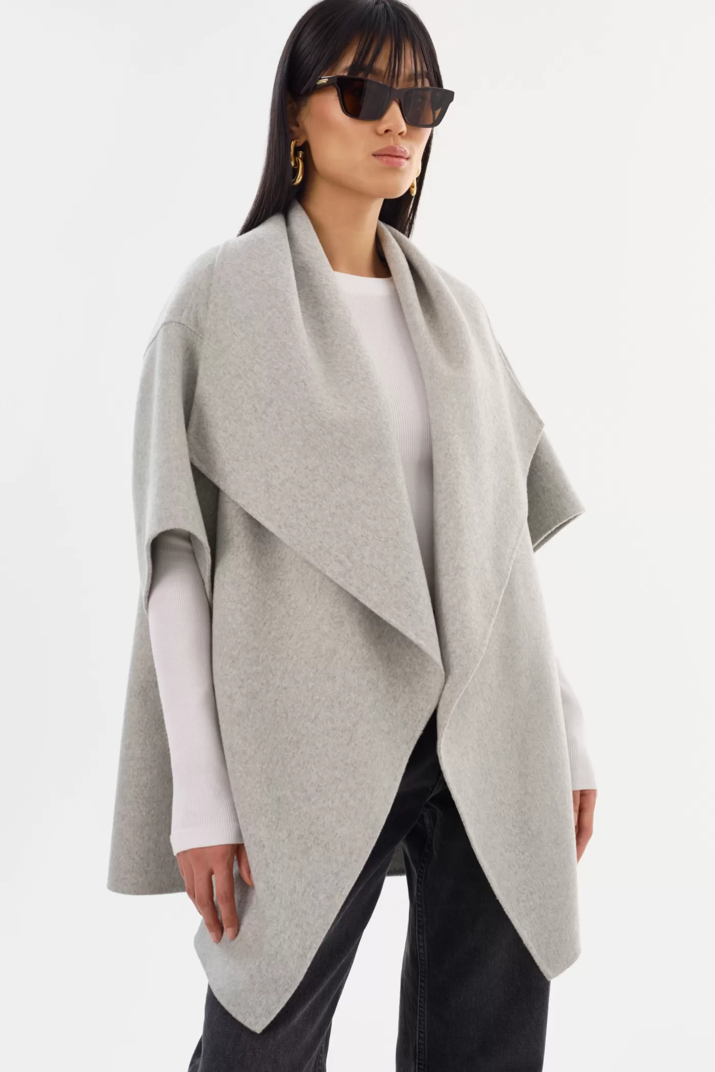 LAMARQUE PENELOPE | Manteau En Laine Double Face Gris Clair Flash Sale