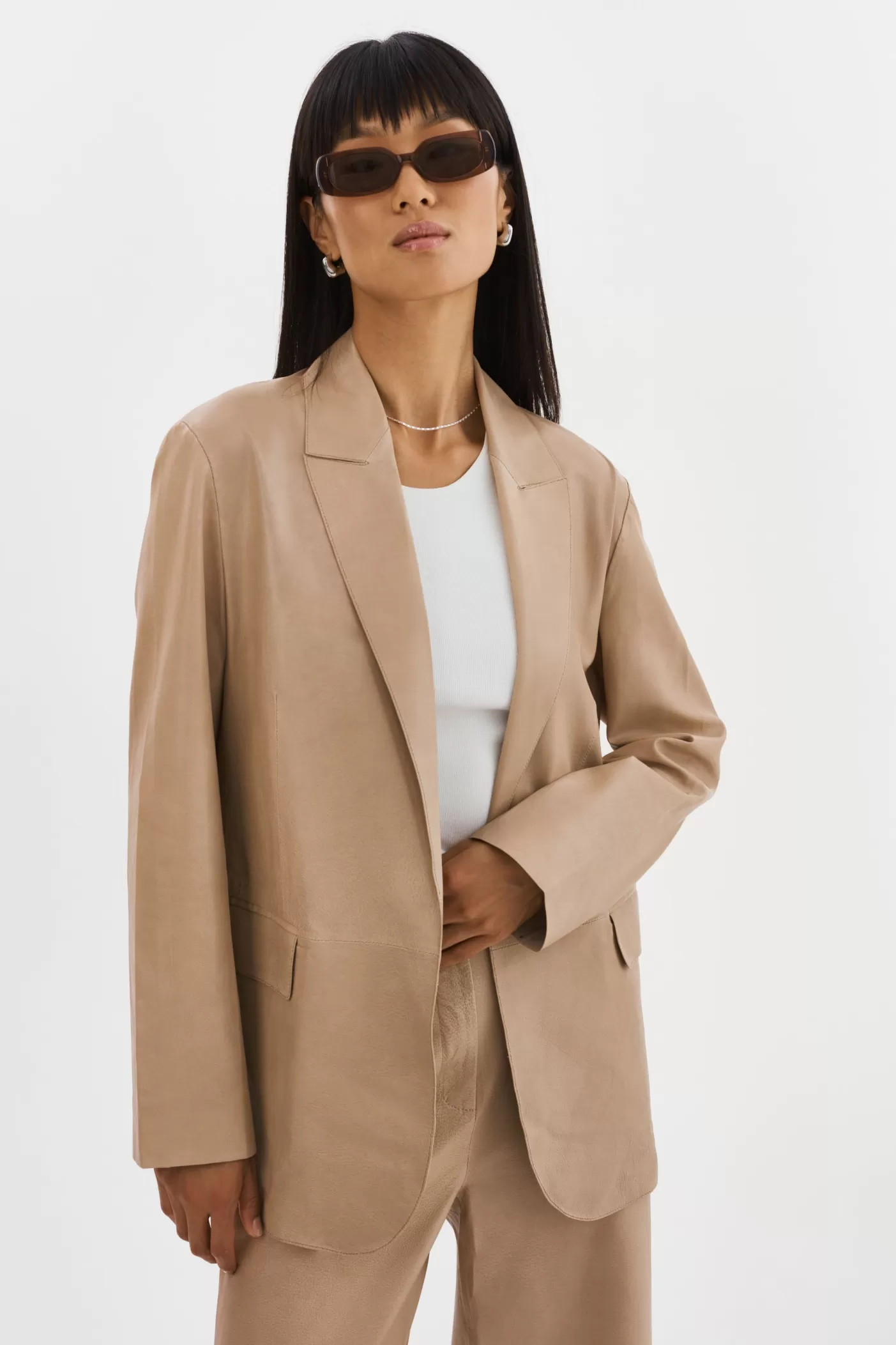 LAMARQUE QUIRINA | Blazer En Cuir Beige Hot