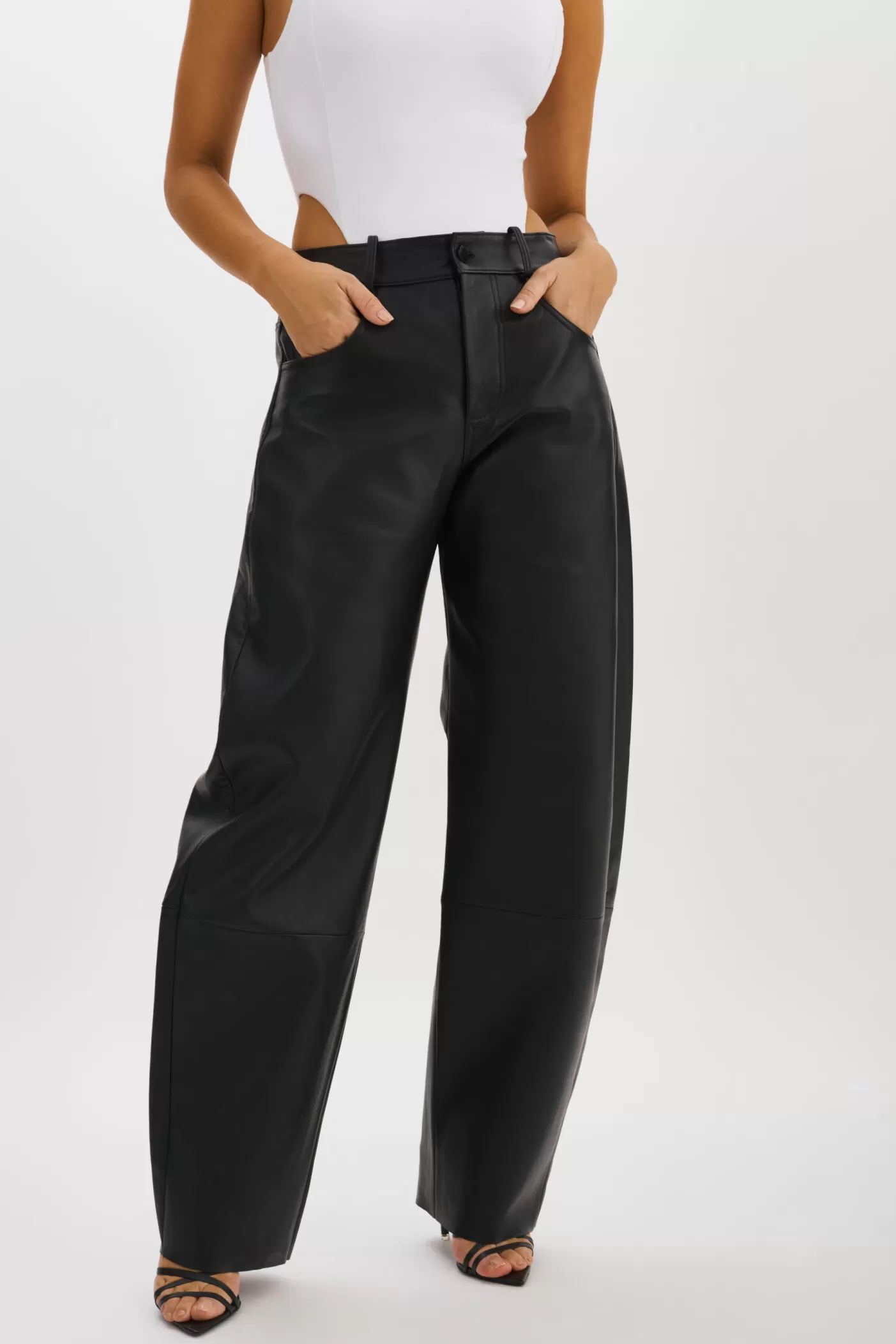 LAMARQUE RIDA | Pantalon En Cuir Décontracté Noir Outlet