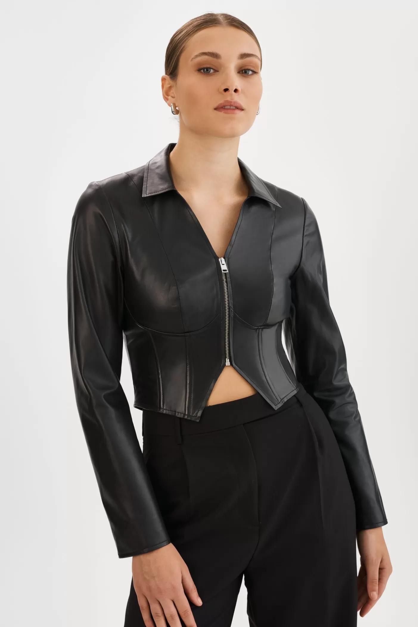 LAMARQUE ROMI | Veste Corset En Cuir Noir Shop