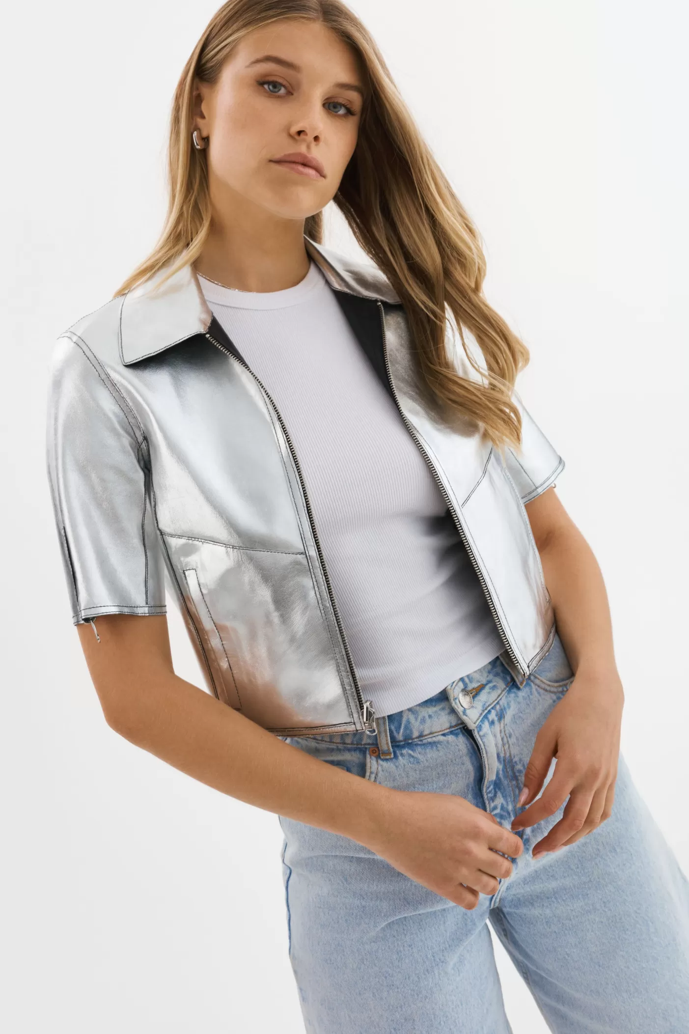 LAMARQUE SEVANA | Veste En Cuir Réversible Noir/Argent Best Sale