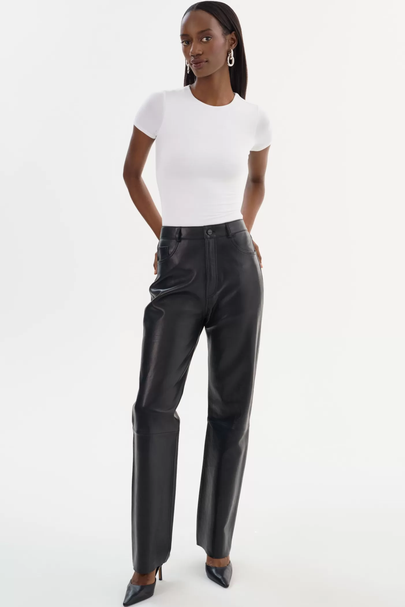 LAMARQUE SHANNON | Pantalon En Cuir Noir Cheap