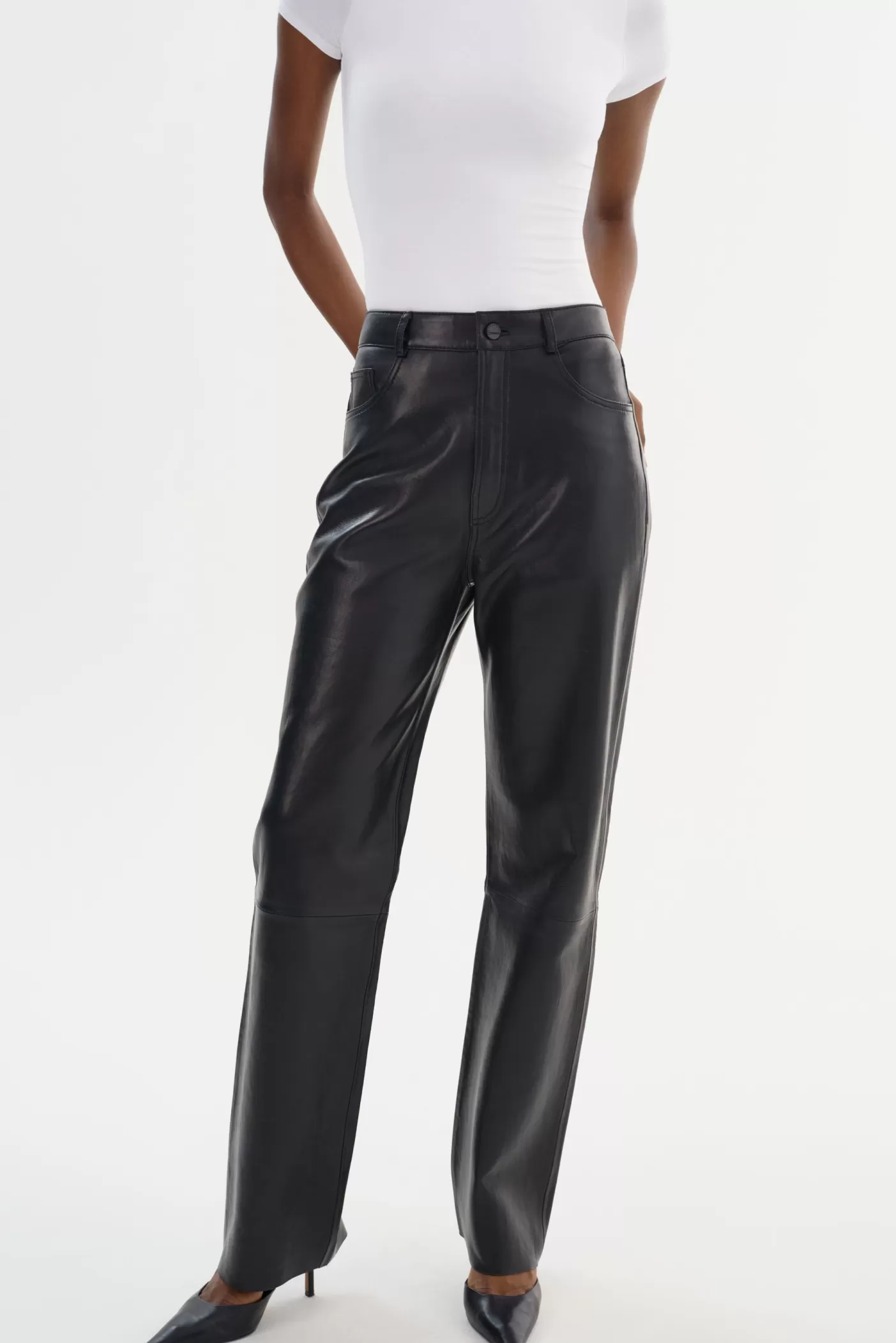 LAMARQUE SHANNON | Pantalon En Cuir Noir Cheap