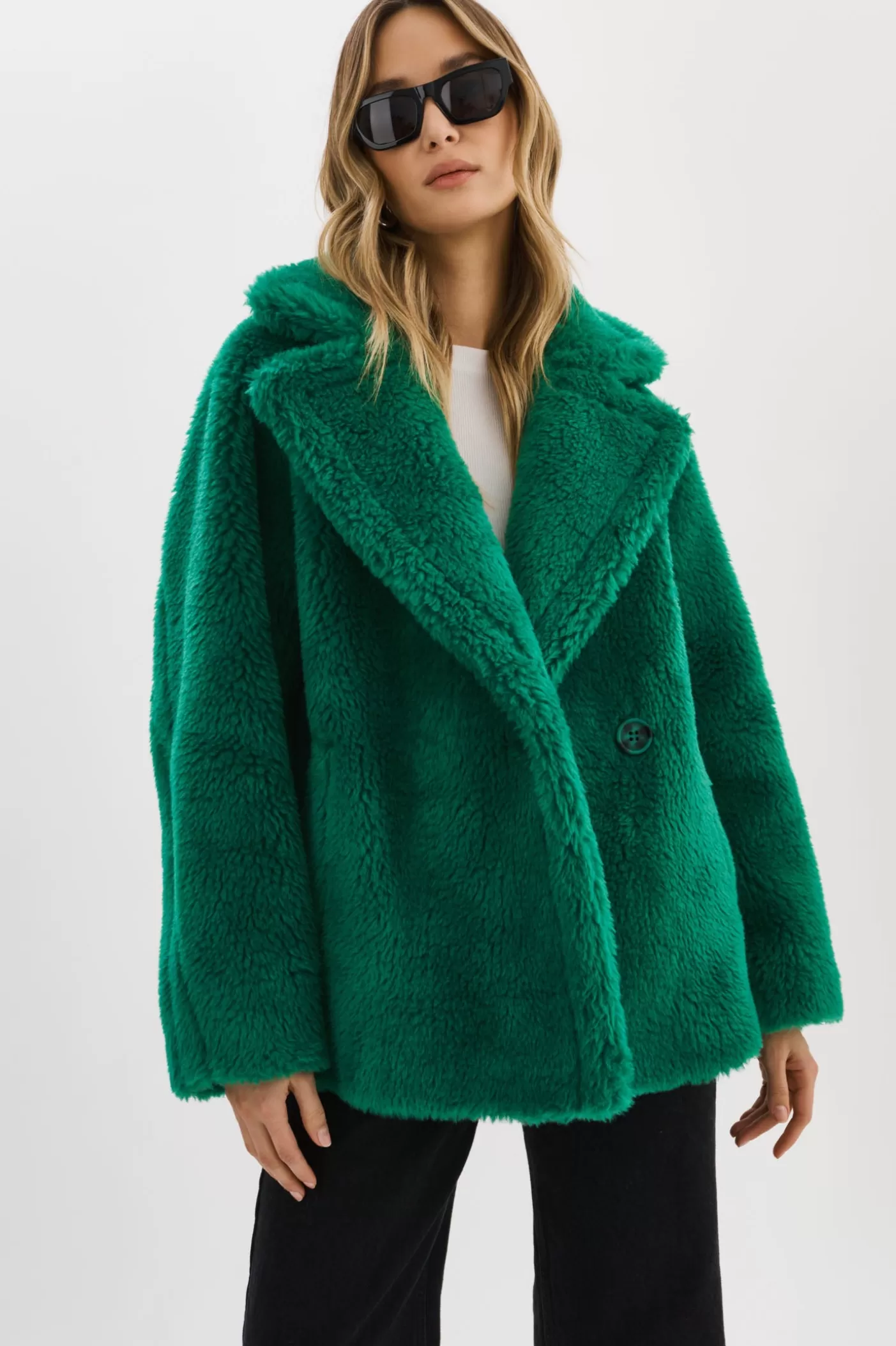 LAMARQUE SOPHIE | Manteau En Sherpa VERT VIBRANT Sale