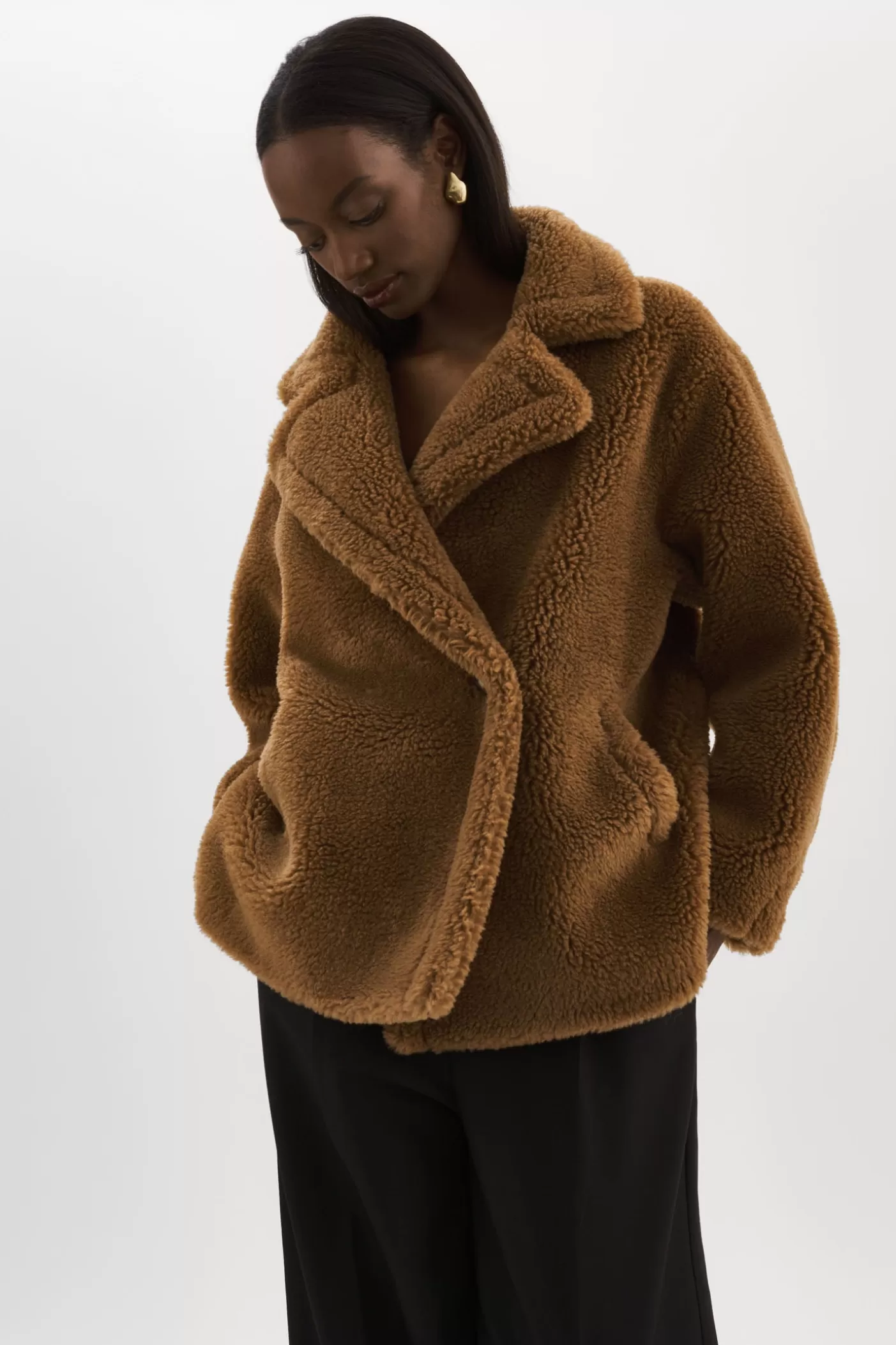 LAMARQUE SOPHIE | Manteau En Sherpa Brun Cheap