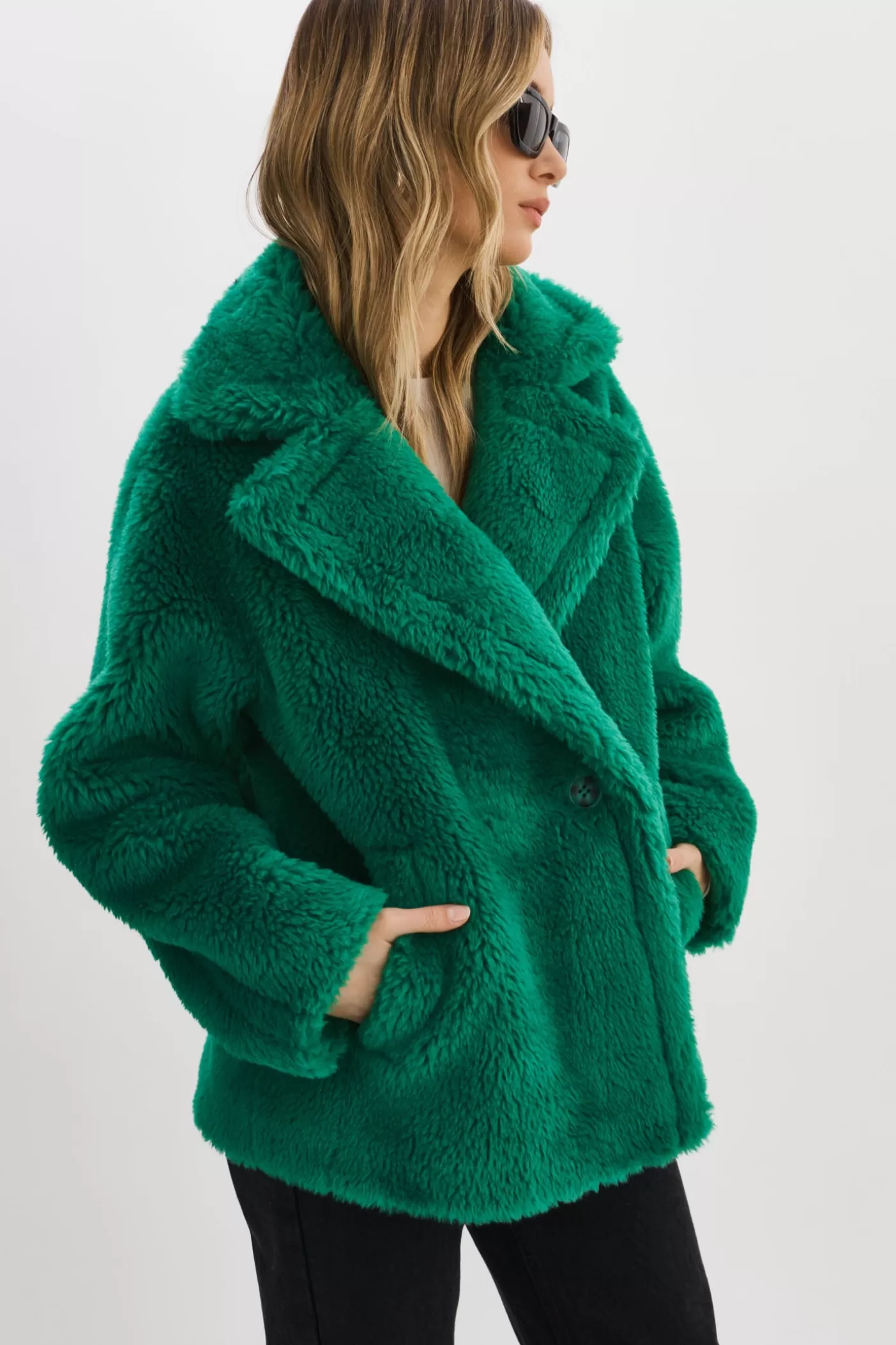 LAMARQUE SOPHIE | Manteau En Sherpa VERT VIBRANT Sale