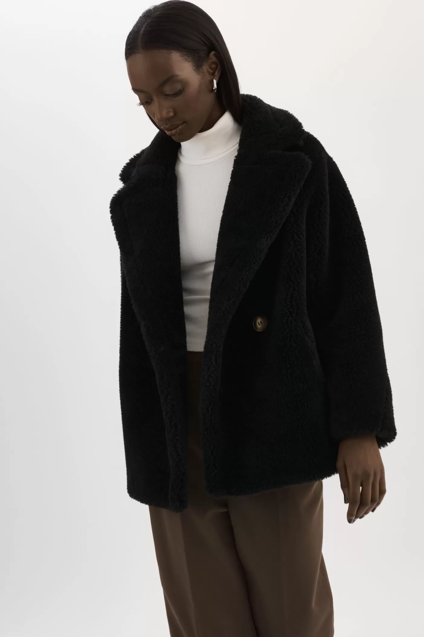 LAMARQUE SOPHIE | Manteau En Sherpa Noir Clearance