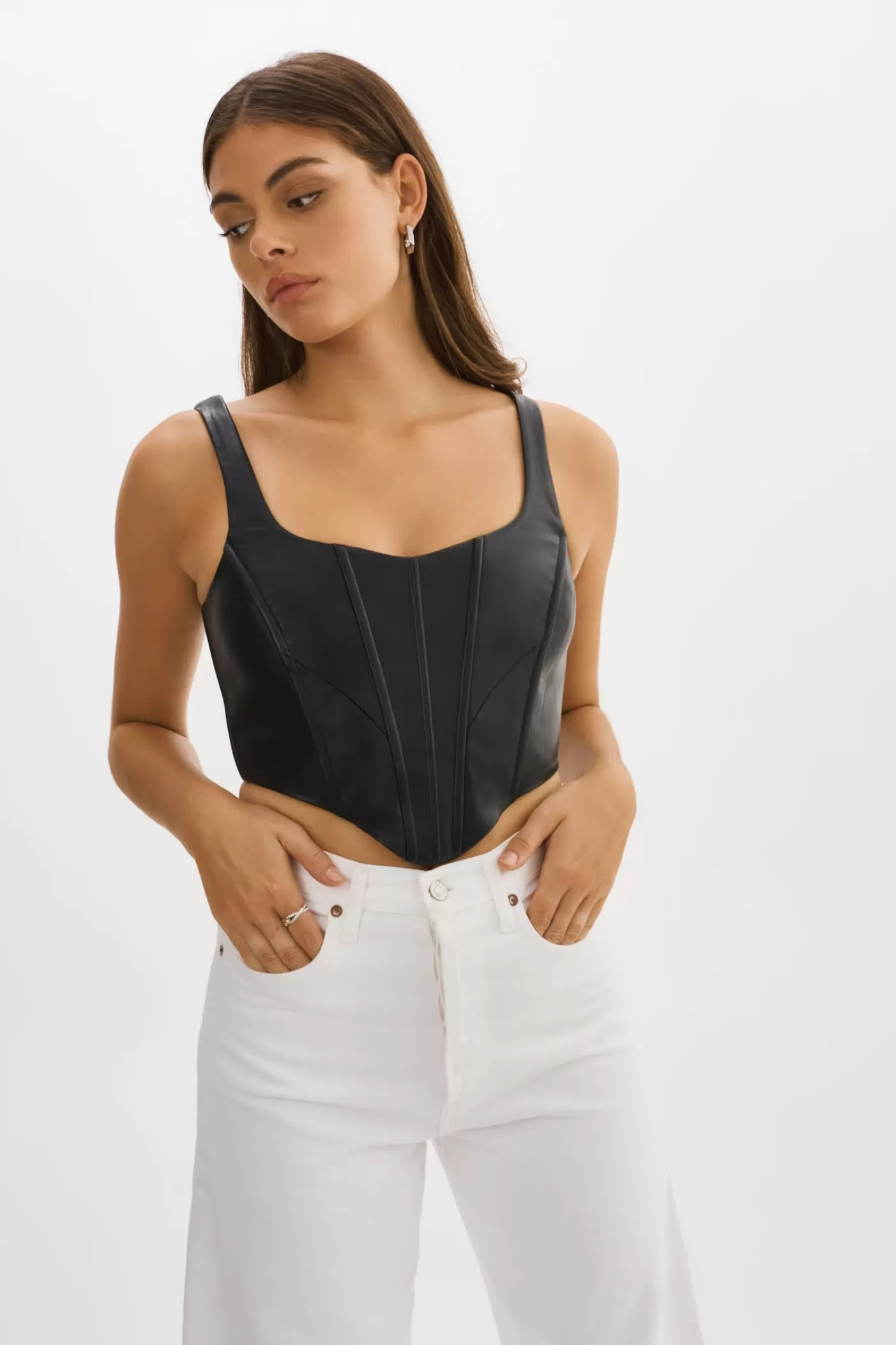 LAMARQUE TABIA | Corset En Cuir Noir Shop