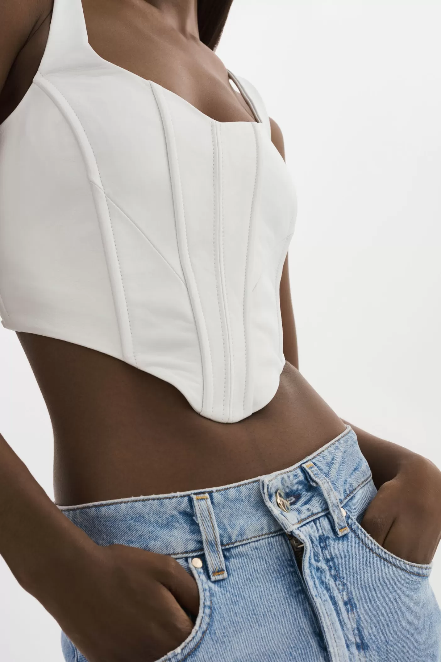 LAMARQUE TABIA | Corset En Cuir Blanc Best