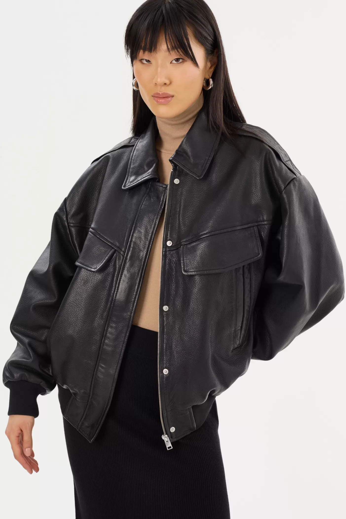 LAMARQUE TREVANNA | Leather Bomber Jacket Black Outlet