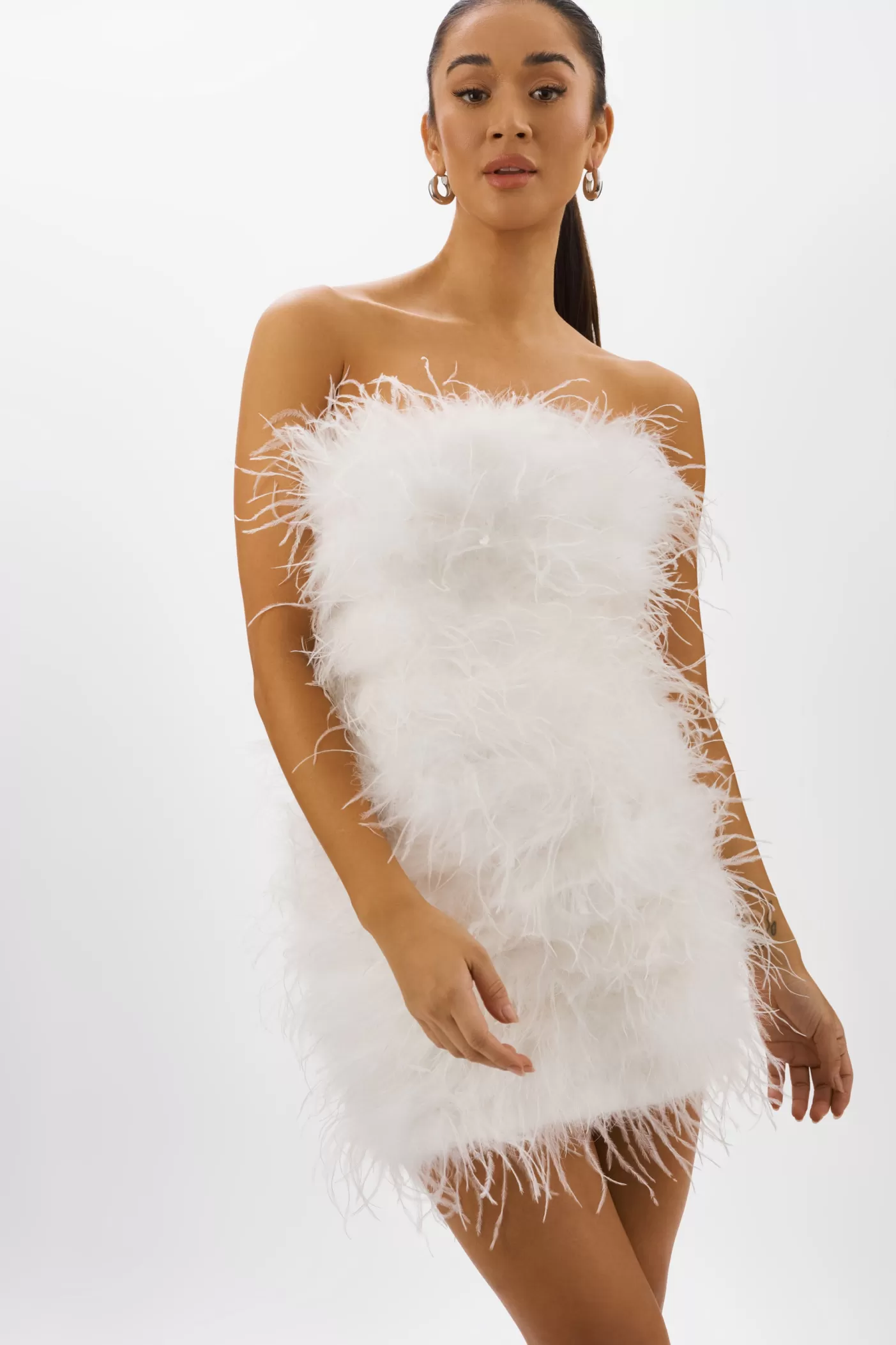 LAMARQUE TRIANA | Robe à Plumes BLANC New