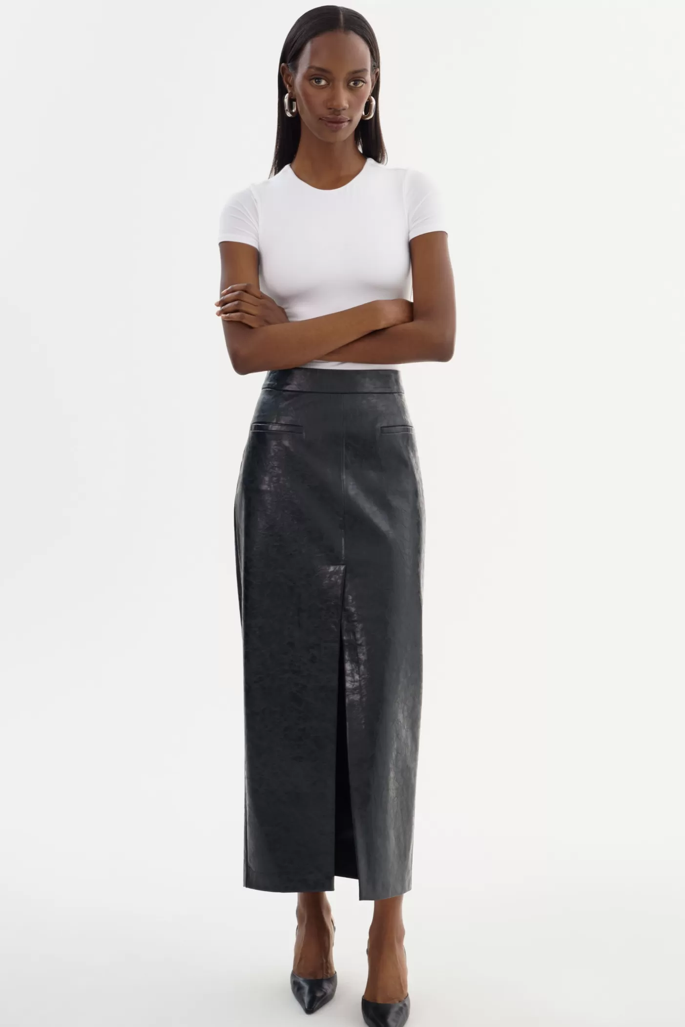 LAMARQUE YVETTE | Faux Leather Maxi Skirt Black Online