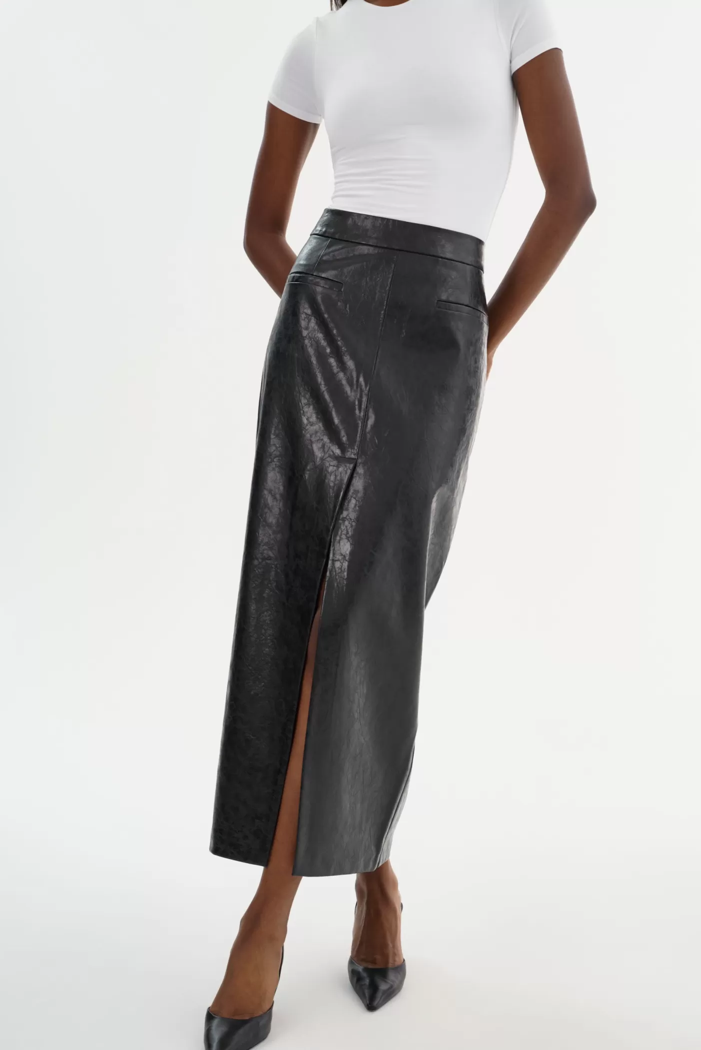 LAMARQUE YVETTE | Faux Leather Maxi Skirt Black Online