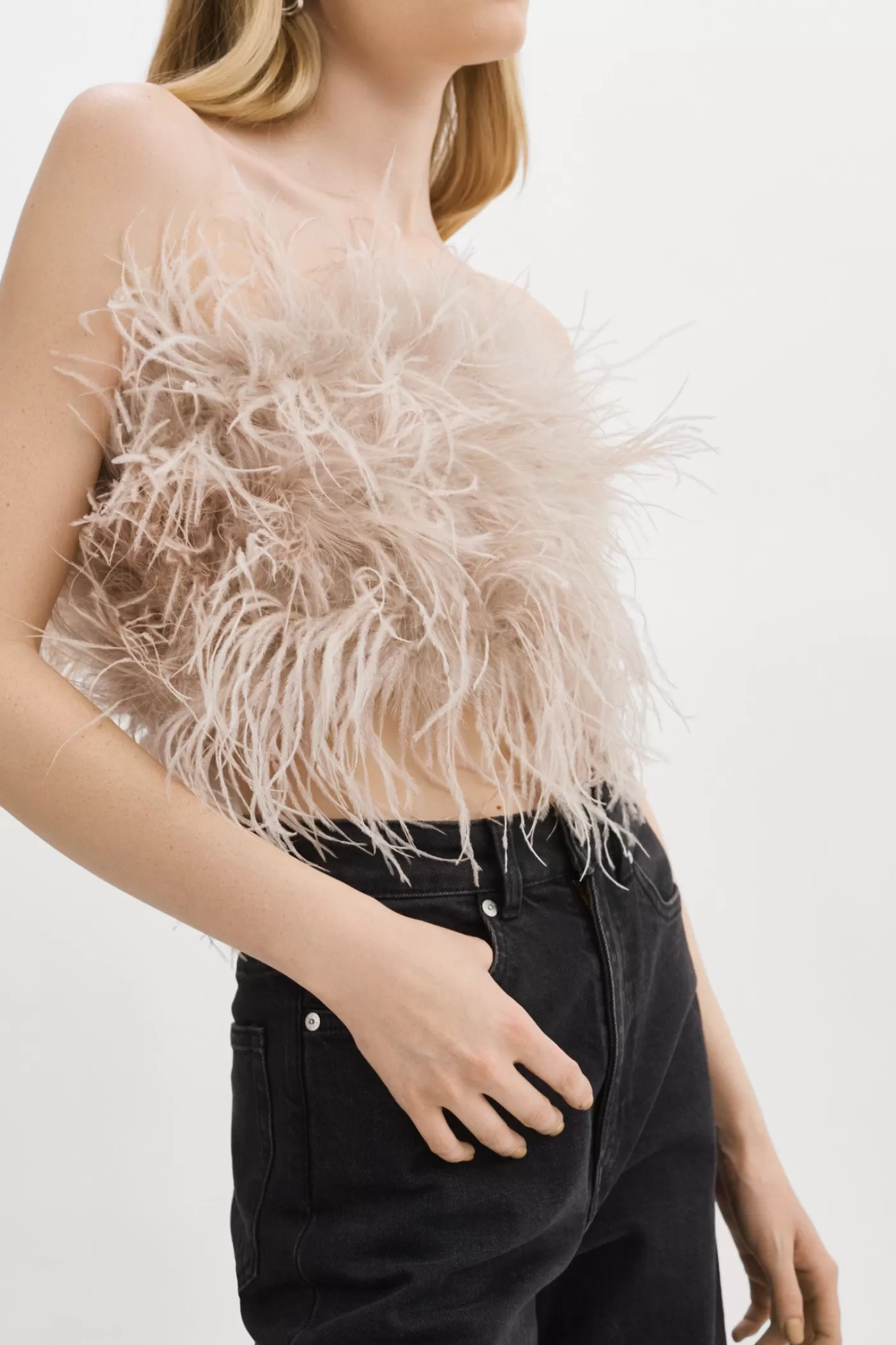 LAMARQUE ZAINA | Bustier De Plumes Plume Rose Cheap