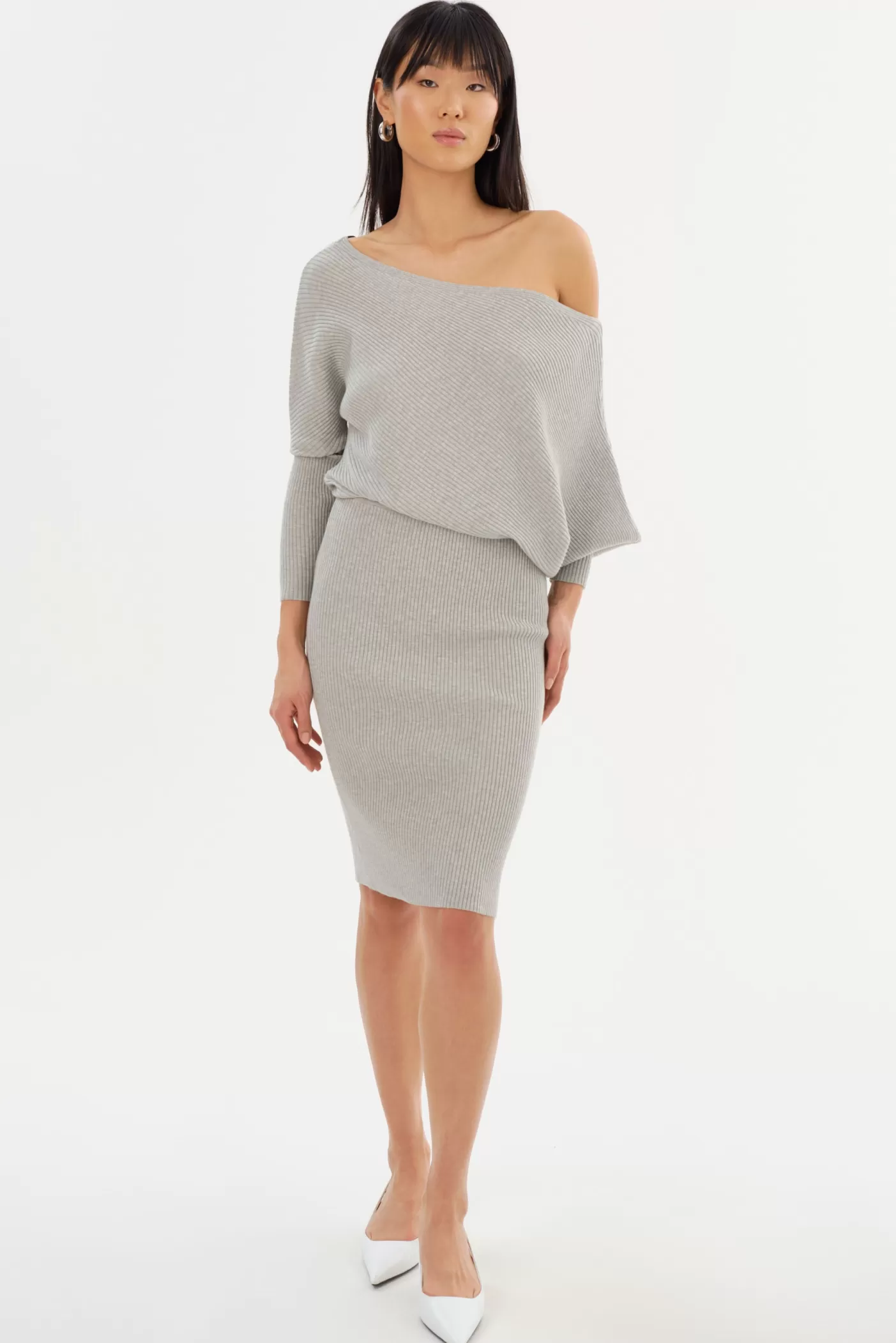 LAMARQUE ZENOBIA | Robe Midi En Maille Gris clair Outlet