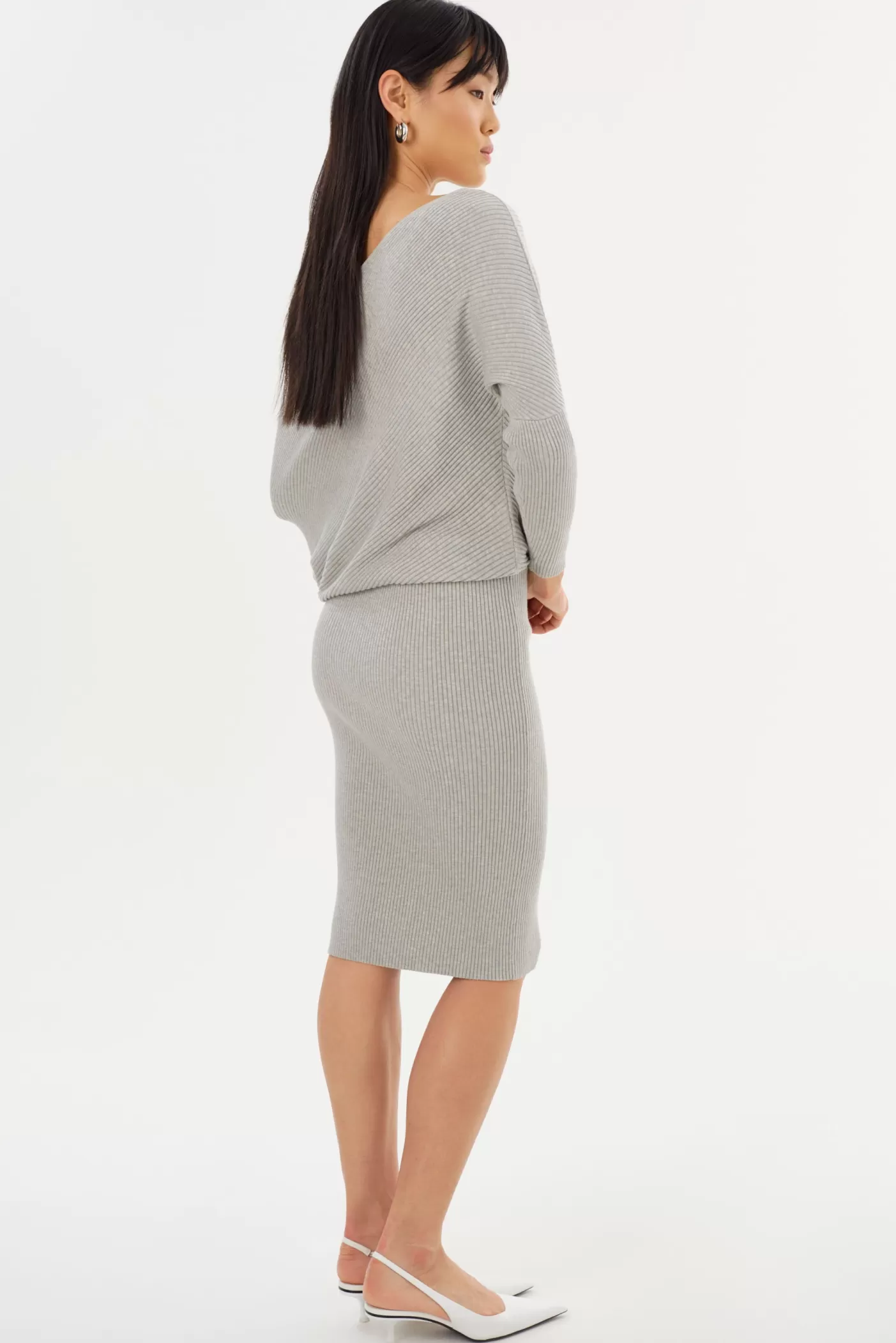 LAMARQUE ZENOBIA | Robe Midi En Maille Gris clair Outlet